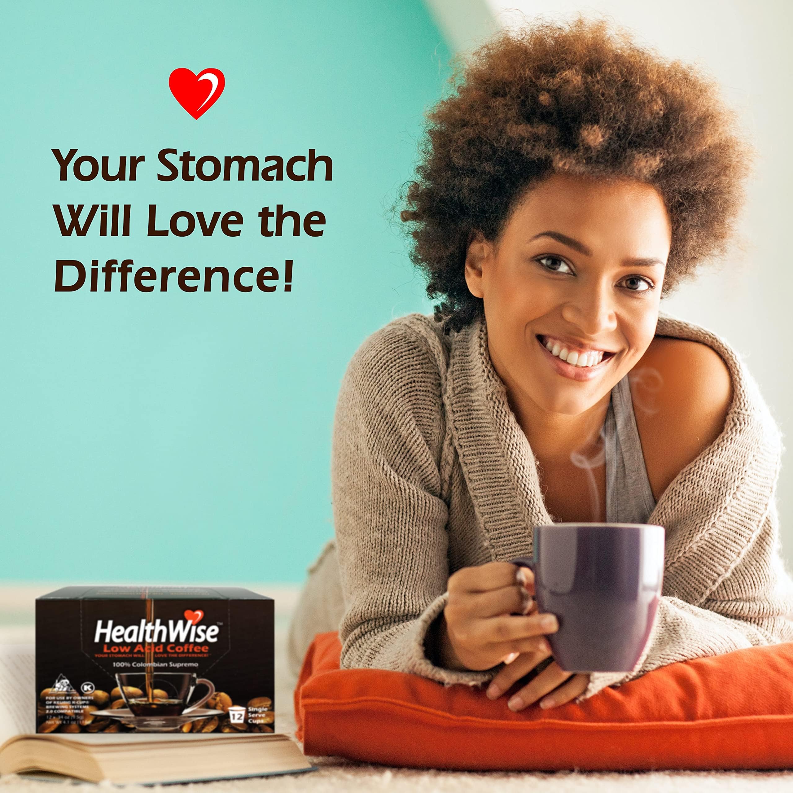 Healthwise Low Acid Coffee K-Cups - 100% Colombian Medium Roast French Vanilla Flavor | Gentle on Sensitive Stomachs | 144 Count (12 Packs) | Perfect for Home, Office & Morning Brews