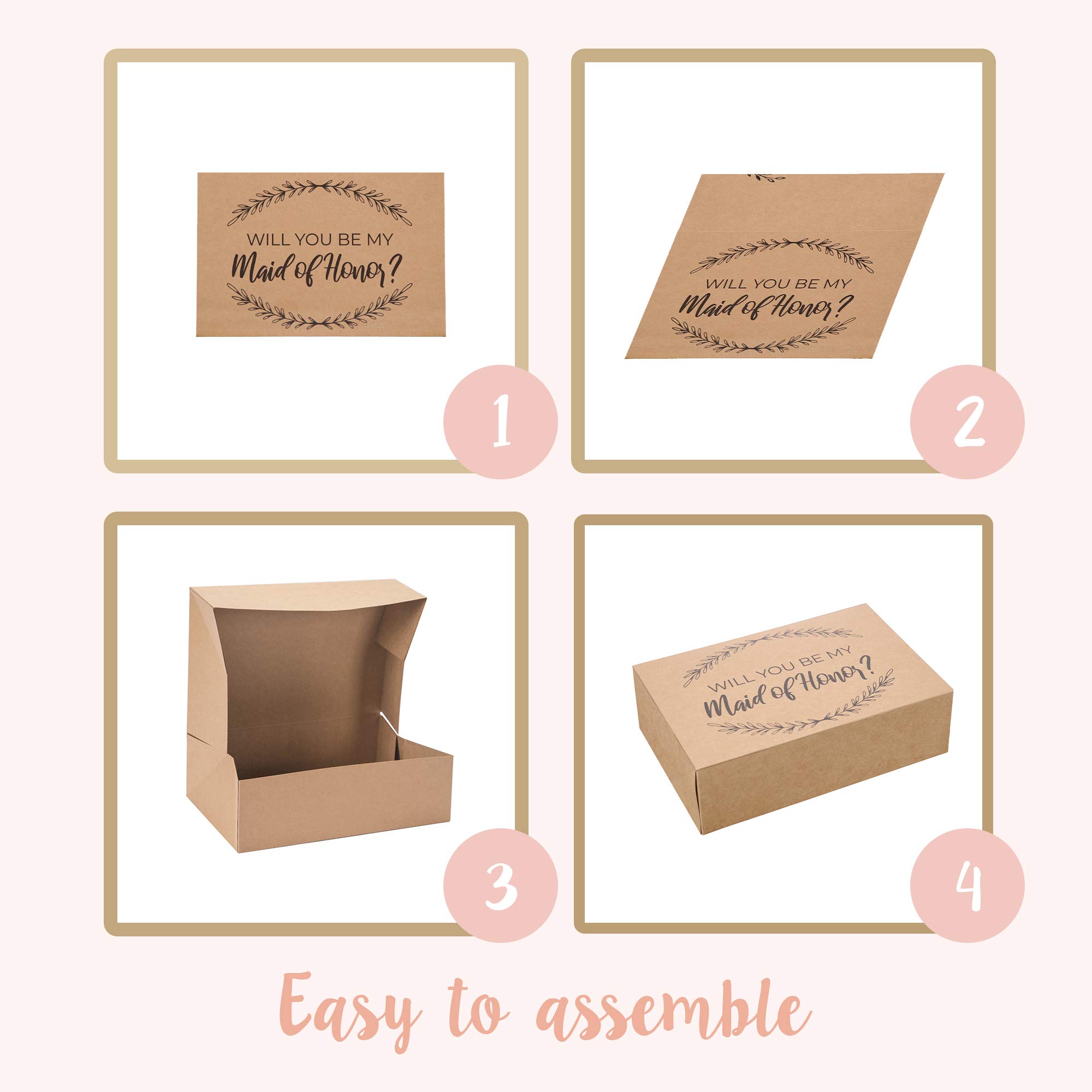 Elegant Maid of Honor Proposal Box Set - Rustic Kraft Gift Box for Bridesmaid Proposal - Perfect for Wedding Party Invitations & Special Occasions