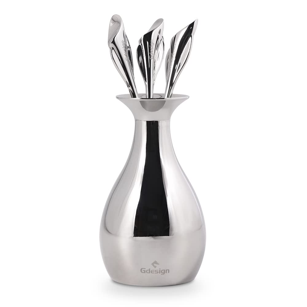 Premium Stainless Steel Dessert Forks Set - 3-Piece Elegant Fruit & Cake Forks with Holder - Perfect for Parties, Weddings, and Afternoon Tea