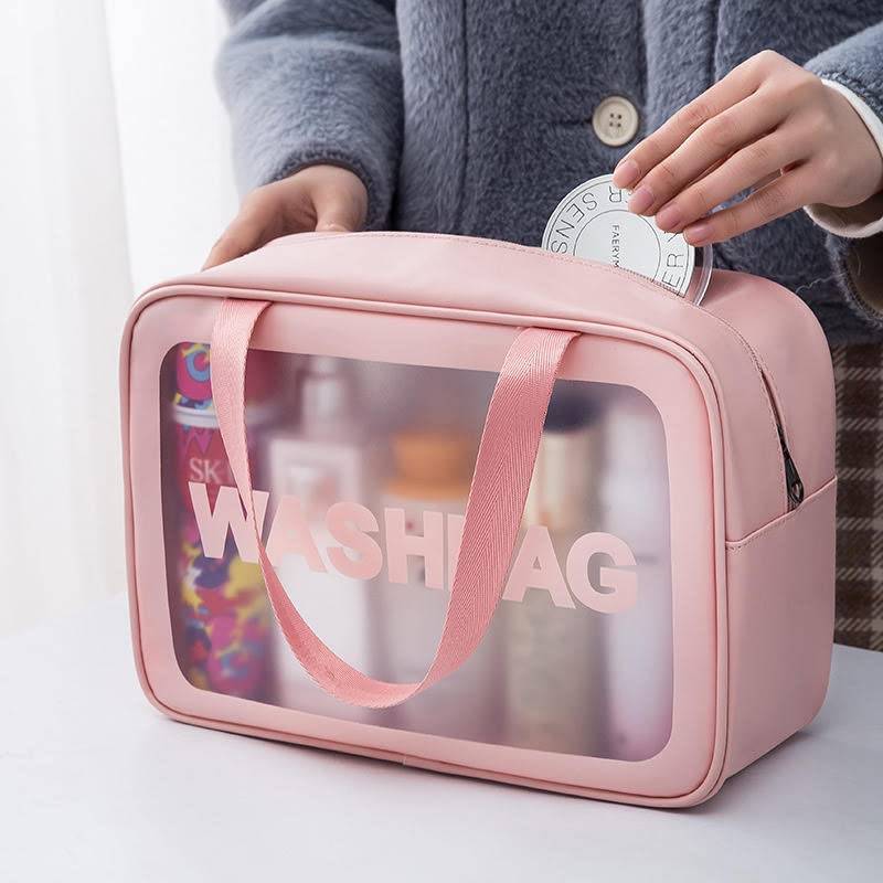 Bluwings Waterproof Hanging Toiletry Bag for Travel - Portable Cosmetic Organizer Pouch with Premium Zipper for Women & Men (Pink) | Ideal for Camping, Gym, Beach & Business Trips