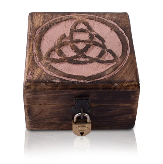 Handmade Wooden Jewelry Box with Lock & Key - Pink Jewelry Organizer, Keepsake Box & Watch Storage - Perfect for Birthday Gifts, Housewarming Presents & Treasure Chest for Girls (Ideal for Bedroom Decor, Gift Giving & Jewelry Organization)