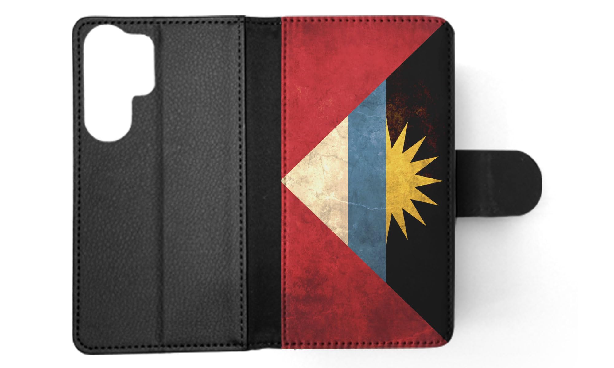 Foxercases Antigua and Barbuda Flag Flip Wallet Phone Case for Samsung Galaxy S23 Ultra - Stylish Protective Cover with Card Slots for Daily Use, Travel & Business