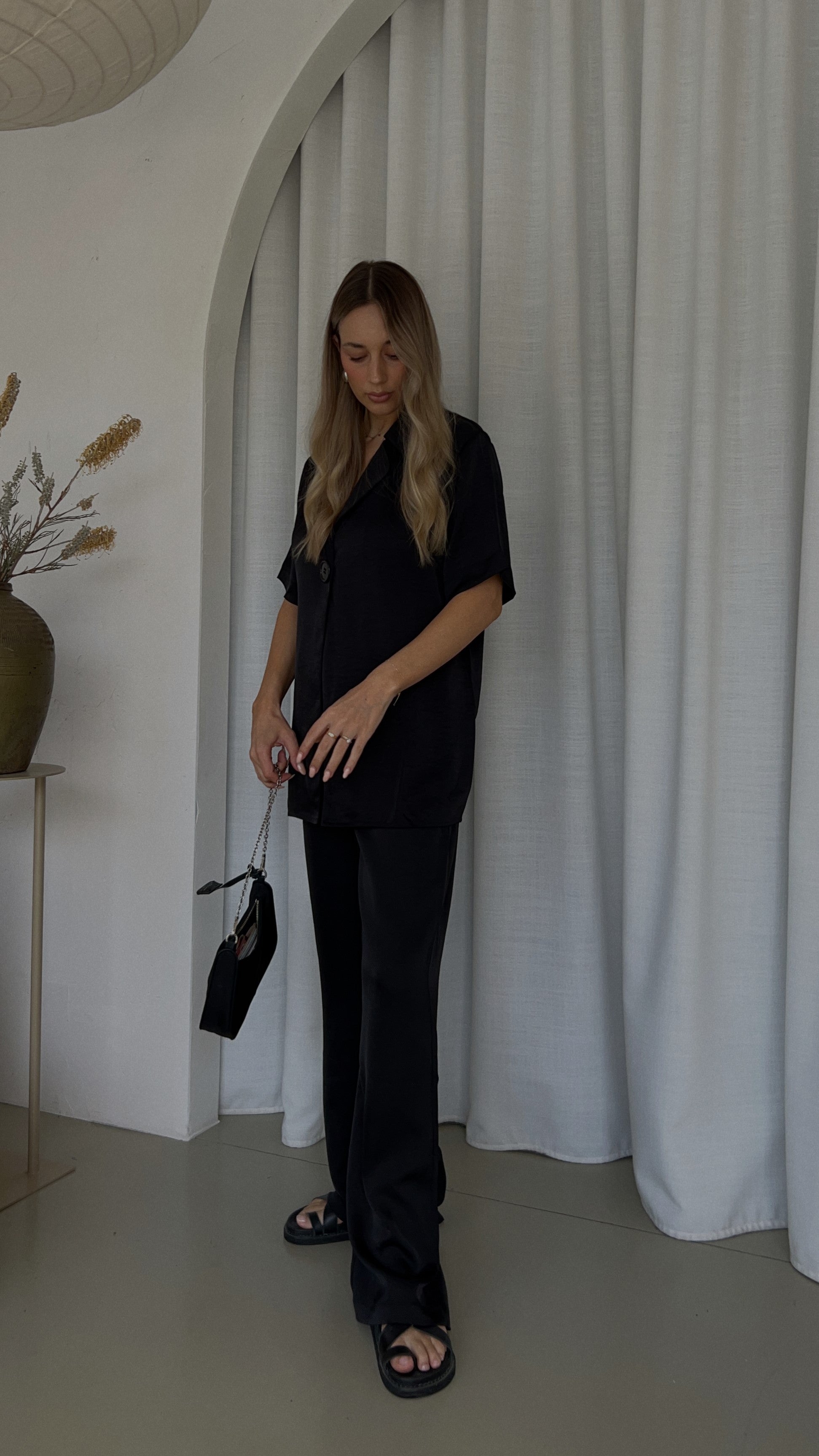 Imogen Button Pants for Women - High Waisted Black Trousers with Front Buttons | Casual Office Pants & Chic Streetwear Outfits