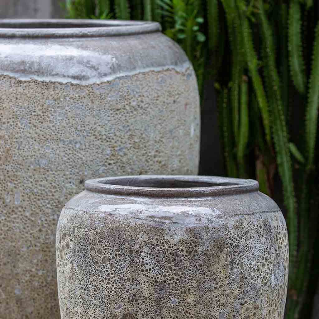 Campania International Sureda Jar Set of 2 - Angkor Grey Mist Ceramic Vases for Home Decor, Wedding Centerpieces & Tabletop Display