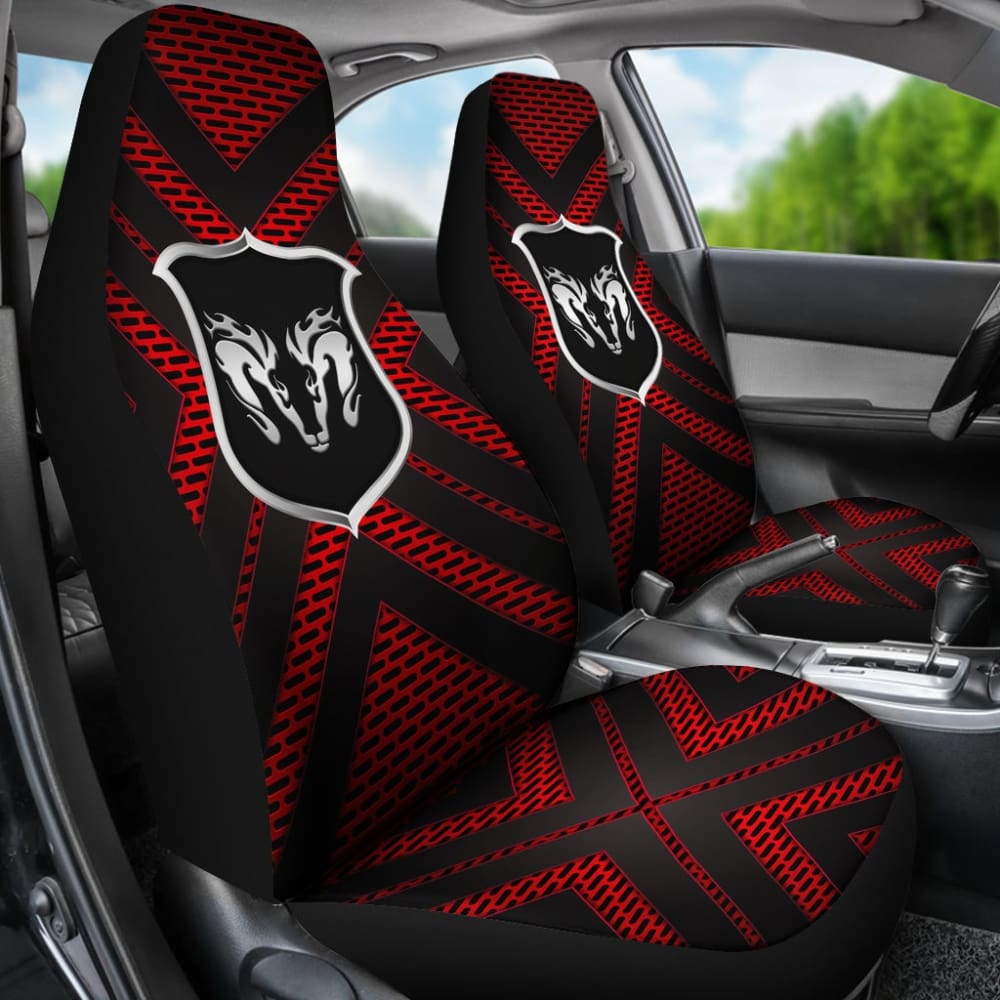 Custom Black & Red Dodge Ram Car Seat Covers - Premium Fit for 2013-2028 Models (4-Piece Set) | Durable Protection & Stylish Upgrade for Trucks, Road Trips & Daily Commutes