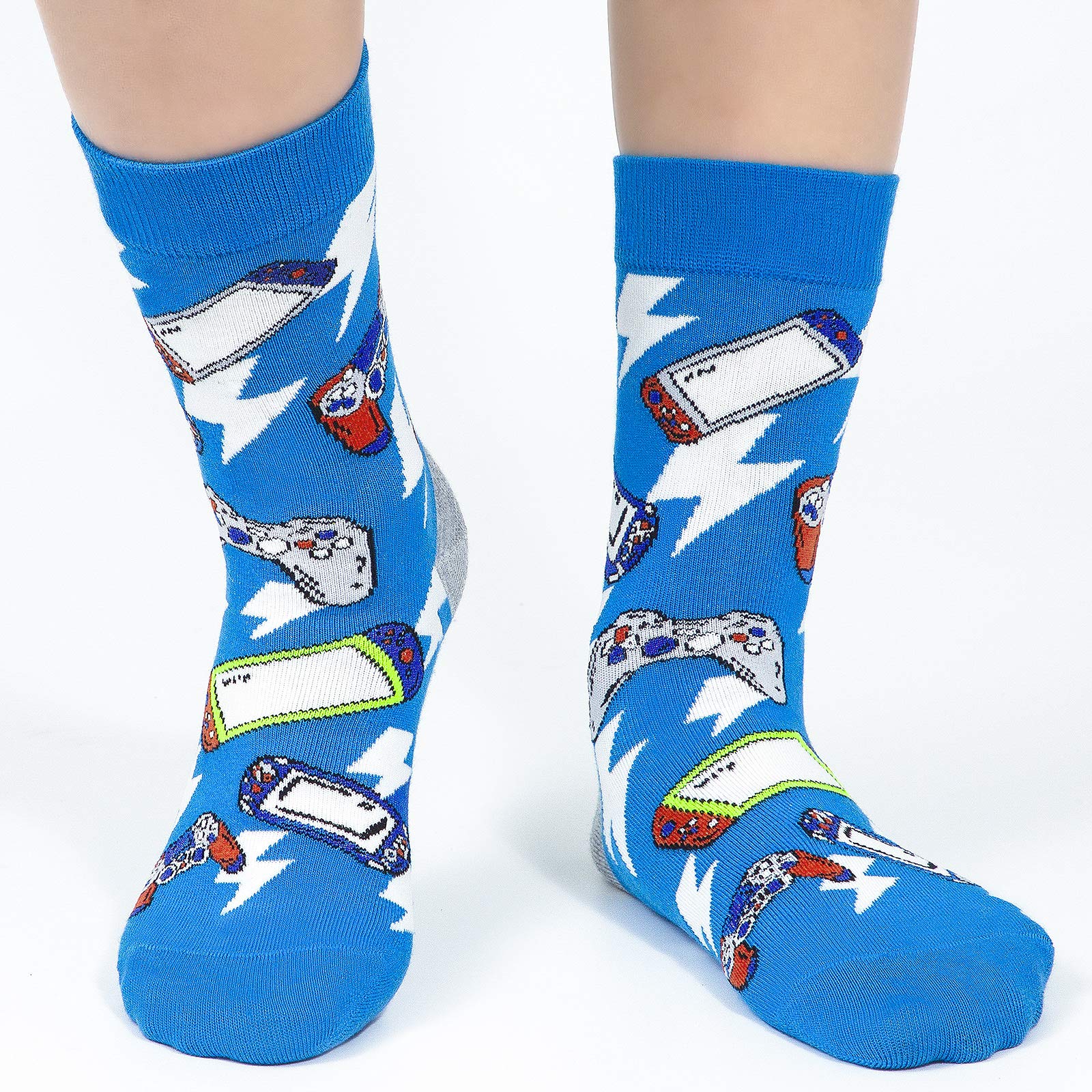 PanPacSight Rimosnn 4-Pack Kids Novelty Crew Socks - Cute Animal & Food Cartoon Design (Avocado, Pineapple, Ball Game) - Soft Cotton Socks for Boys & Girls - Perfect for School, Sports & Daily Wear