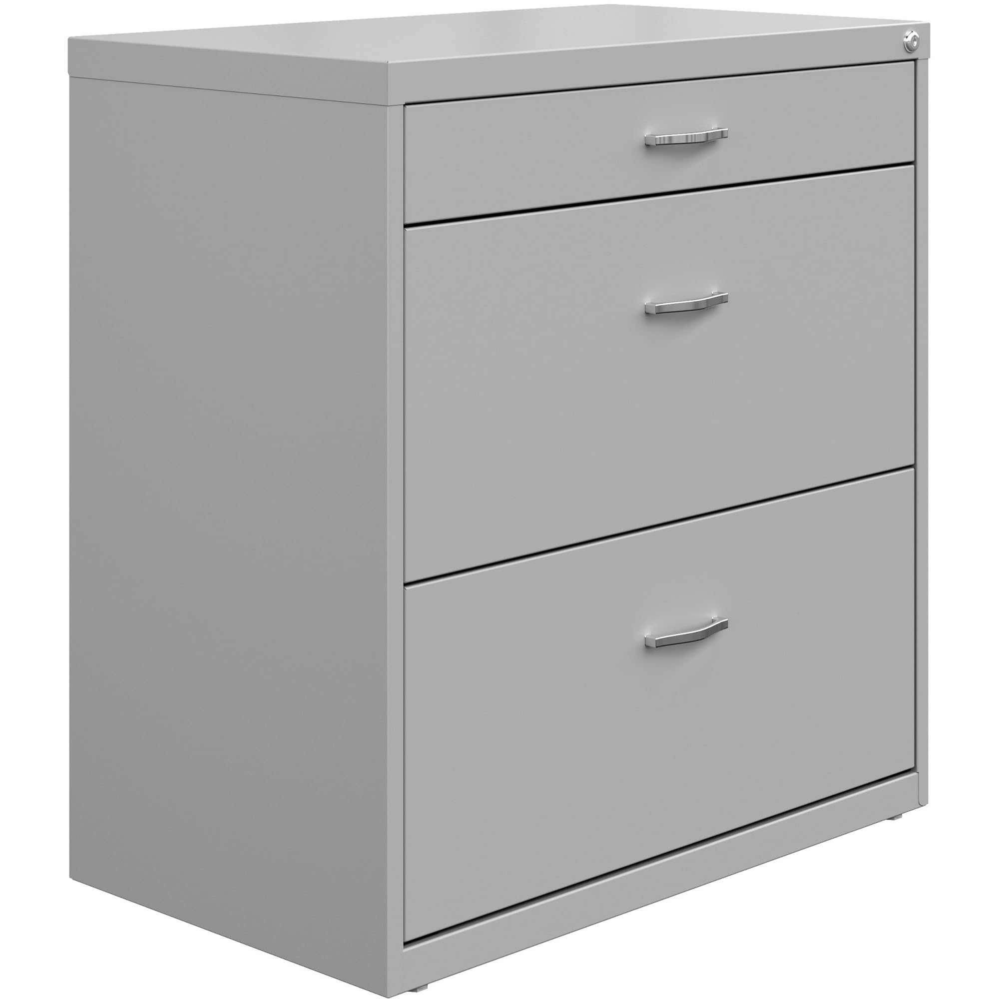 Lorell NuSparc Pencil Drawer Lateral File Cabinet - Silver Metal Office Storage for Documents & Supplies | Perfect for Home Office, School, or Workplace Organization