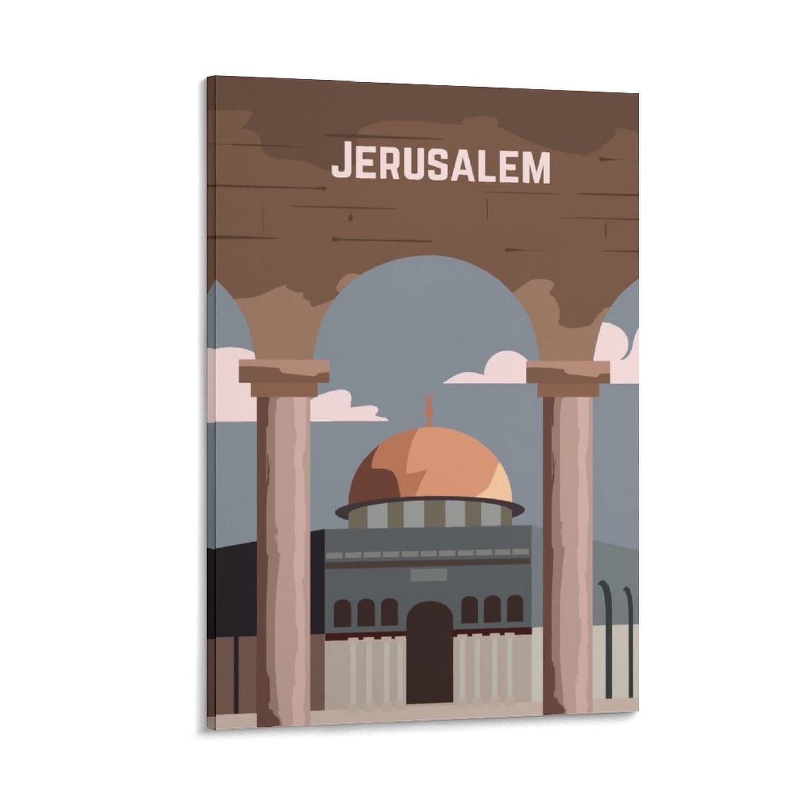 Jerusalem Vintage Travel Posters - Dome of The Rock Canvas Wall Art Prints for Home Decor, Living Room & Bedroom - Islamic Architecture Painting for Travel Lovers & History Enthusiasts
