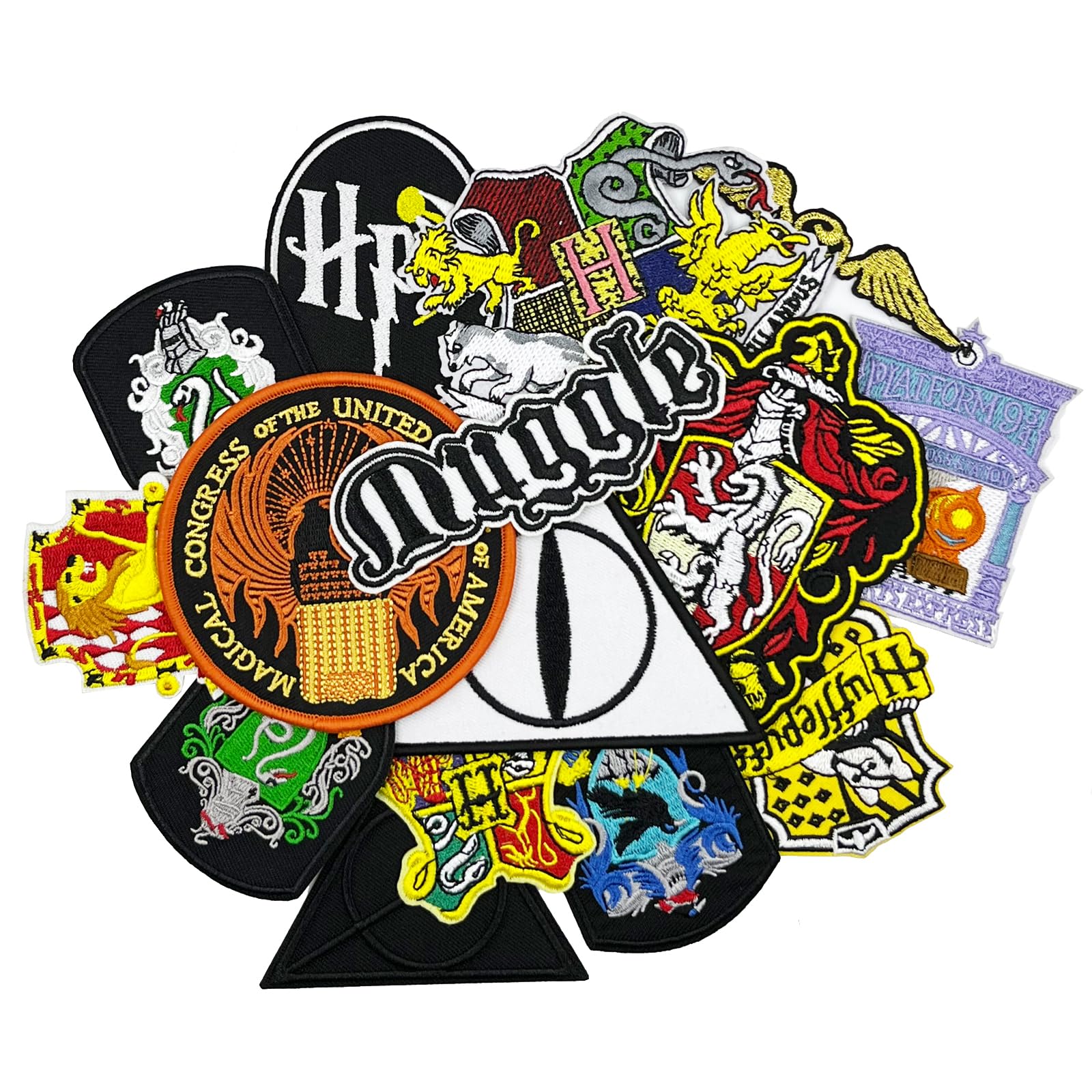 15pcs Iron On Patches for Halloween Costumes & Cosplay - Movie Film Magic Embroidered Appliques - Perfect for DIY Jackets, Bags & Denim Customization