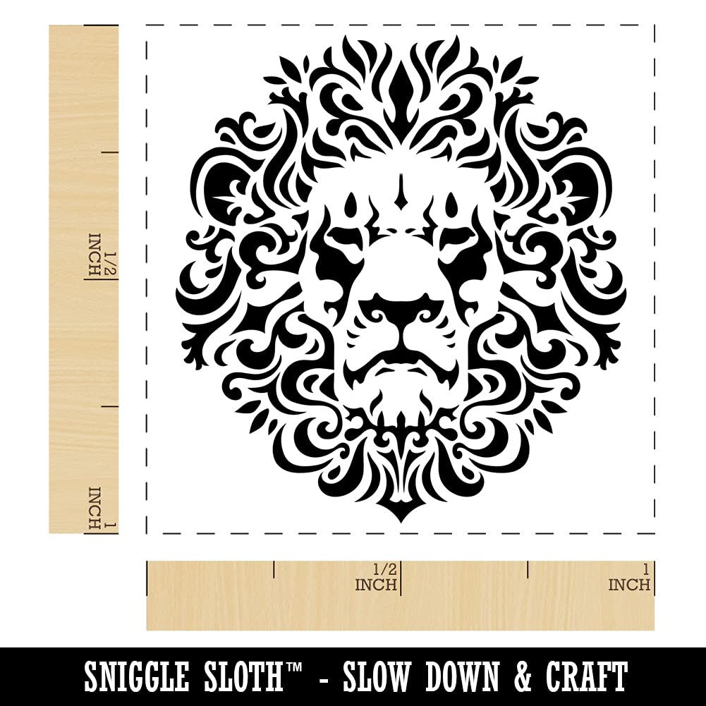 1 Inch Small Arabesque Floral Decorative Lion Head Self-Inking Rubber Stamp with Black Ink - Perfect for Scrapbooking, Card Making, and DIY Crafts