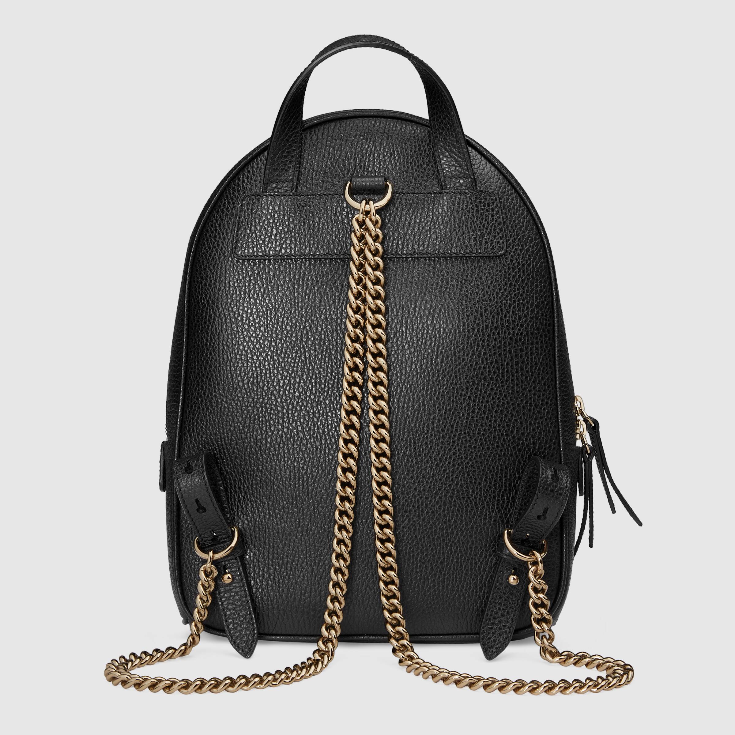 Gucci Soho Leather Chain Backpack for Women - Black Genuine Leather Designer Handbag - Perfect for Work, Travel & Everyday Use