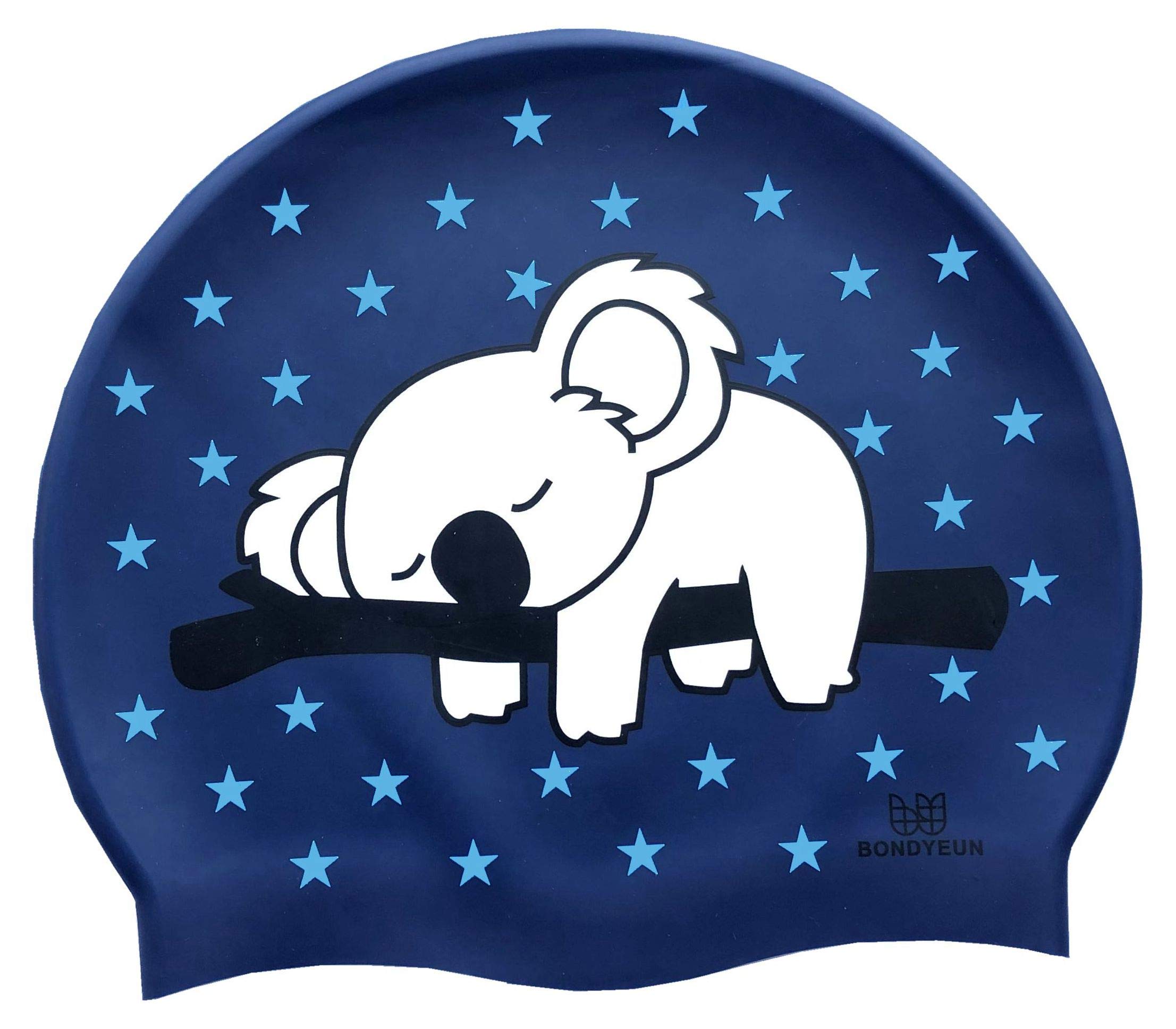 **BONDYUEN Silicone Swim Cap for Kids, Boys, Girls, Men & Women - Fun Cute Design Patterns for Short & Medium Hair - Ideal for Swimming Lessons, Pool Parties & Water Sports**