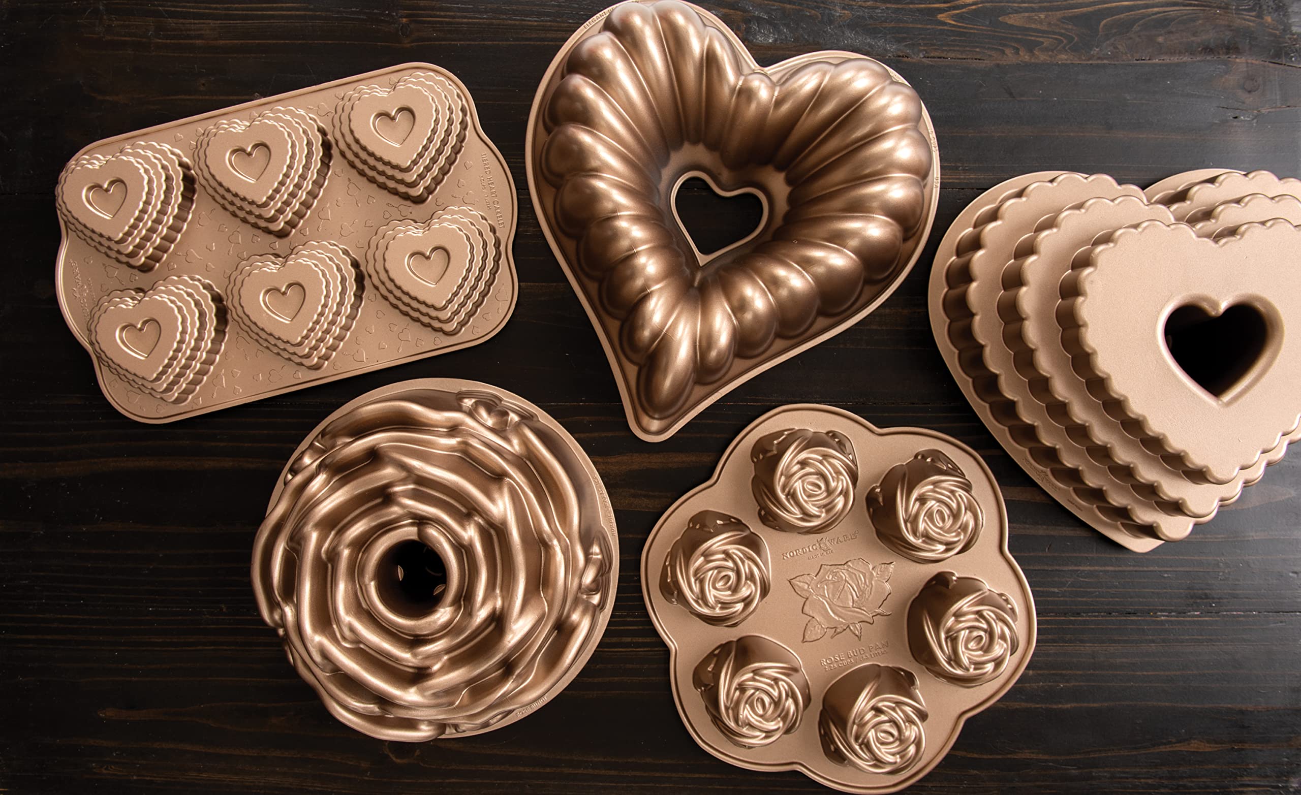 Nordic Ware Rose Cast Aluminum Bundt Pan - 6 Cup Nonstick Baking Pan for Cakes, Bread & Desserts - Perfect for Holidays, Parties & Home Baking