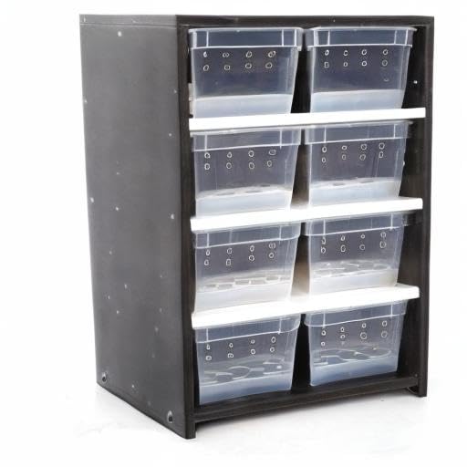 36.3cm Acrylic Reptile Breeding Tank with Heating Pad - Multi-Layer Terrarium for Lizards, Spiders, Turtles | 8 Transparent Boxes, Thermostat Control & Hygrometer | 220V Amphibian Habitat Cage (Black) | Perfect for Home Breeding, Pet Store Displays & Classroom Science Projects