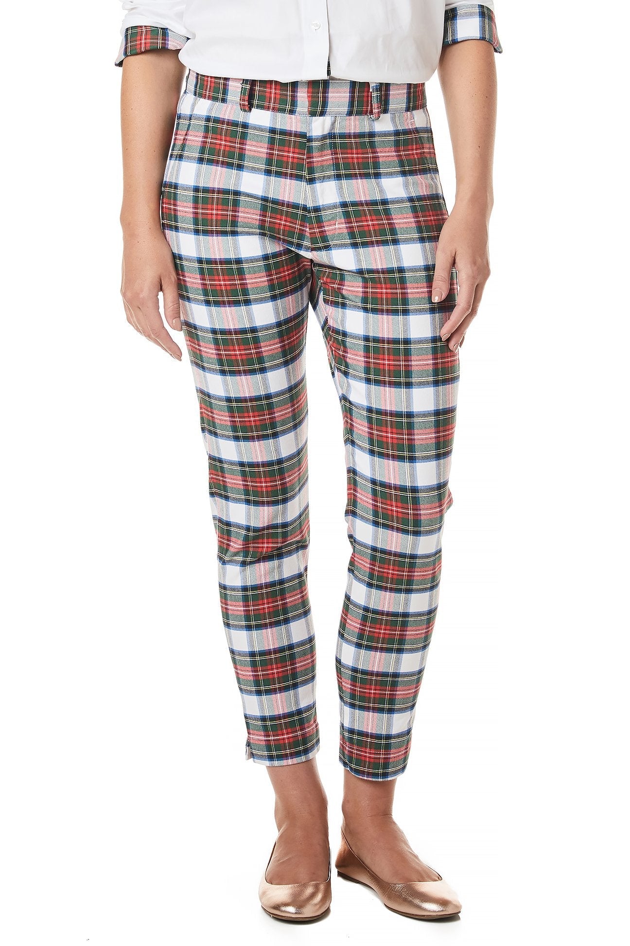 Stylish Ankle-Length Capri Stretch Twill Dress in Classic Stewart Tartan Plaid - Perfect for Office Wear, Casual Outings & Special Occasions