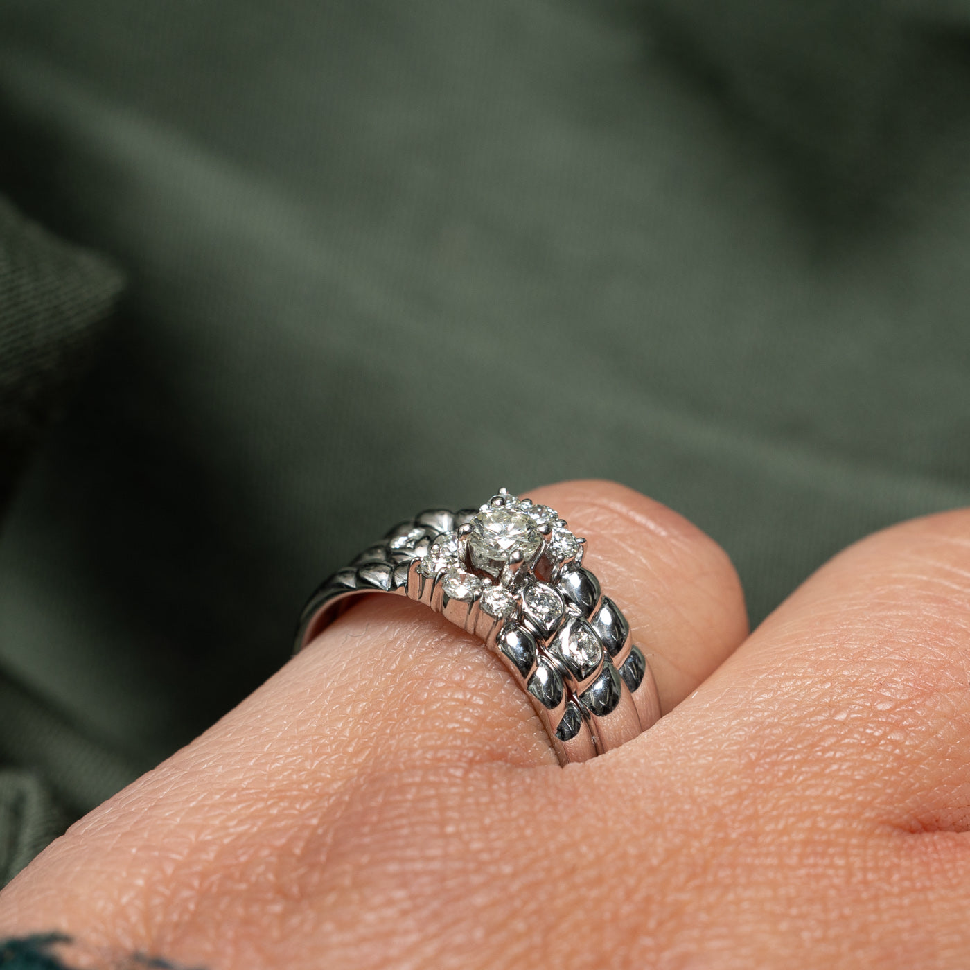 14K White Gold Diamond Wedding Ring Set - 0.17ct Center Stone & 0.20ctw Total Weight - Size 6.5 - Elegant Bridal Jewelry for Engagement, Proposal & Anniversary Gifts
