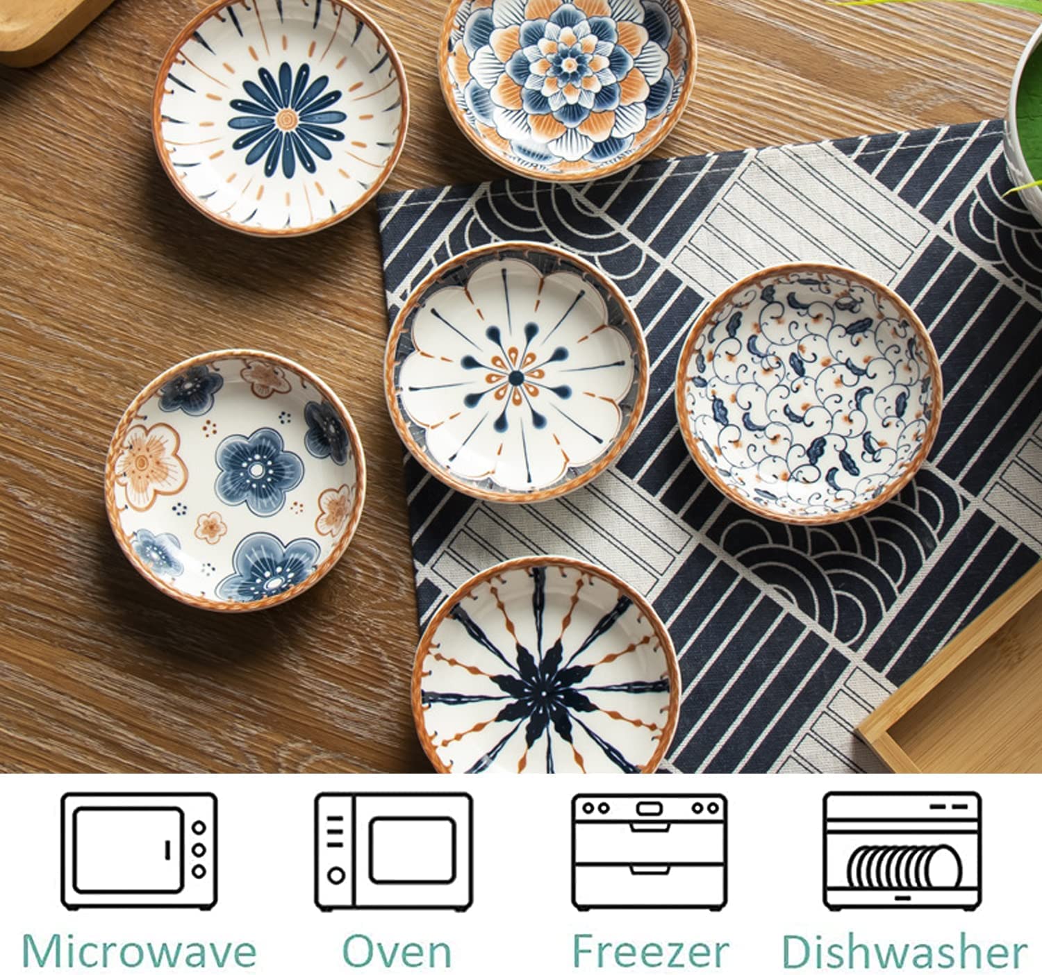 TuYines 6-Piece Porcelain Tapas Dishes Set - 10cm Small Ceramic Bowls for Snacks, Sauces, Sushi & Soy Dipping | Perfect for Entertaining, Appetizer Serving & Home Dining Decor