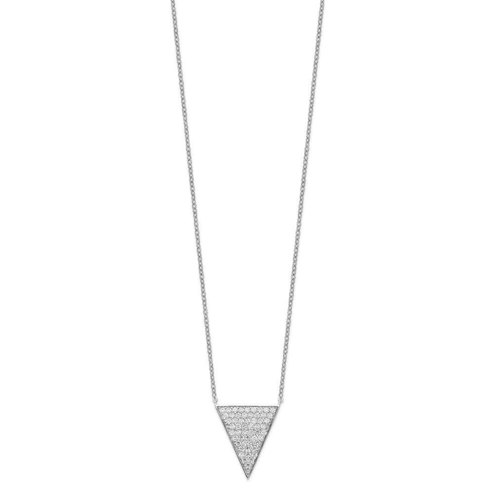 925 Sterling Silver Cubic Zirconia Triangle Dangle Necklace for Women - Elegant Fine Jewelry Gift for Her, 18