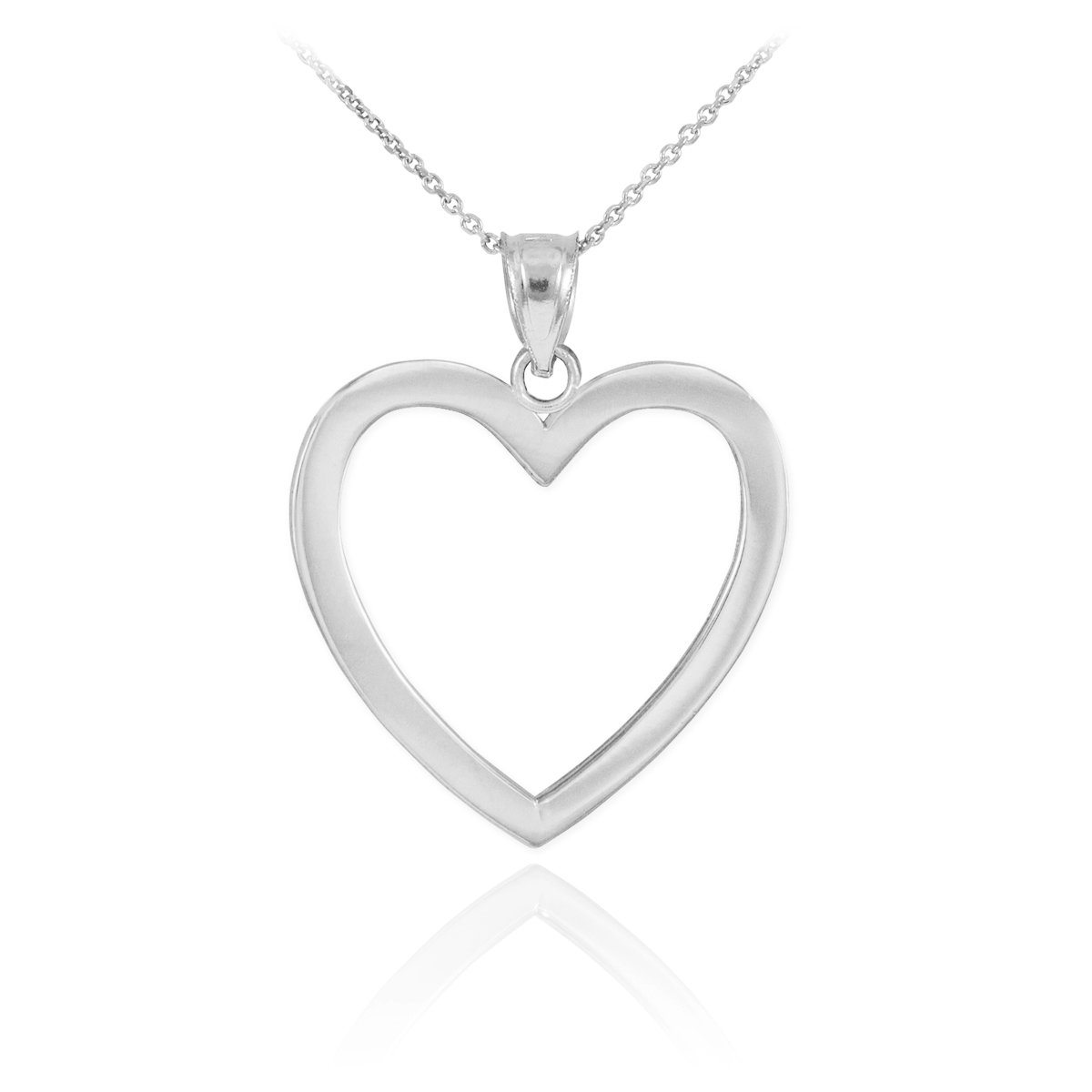 10K White Gold Open Heart Necklace for Women - Elegant Dainty Pendant Jewelry Gift for Her - Perfect for Valentine's Day, Anniversary & Special Occasions