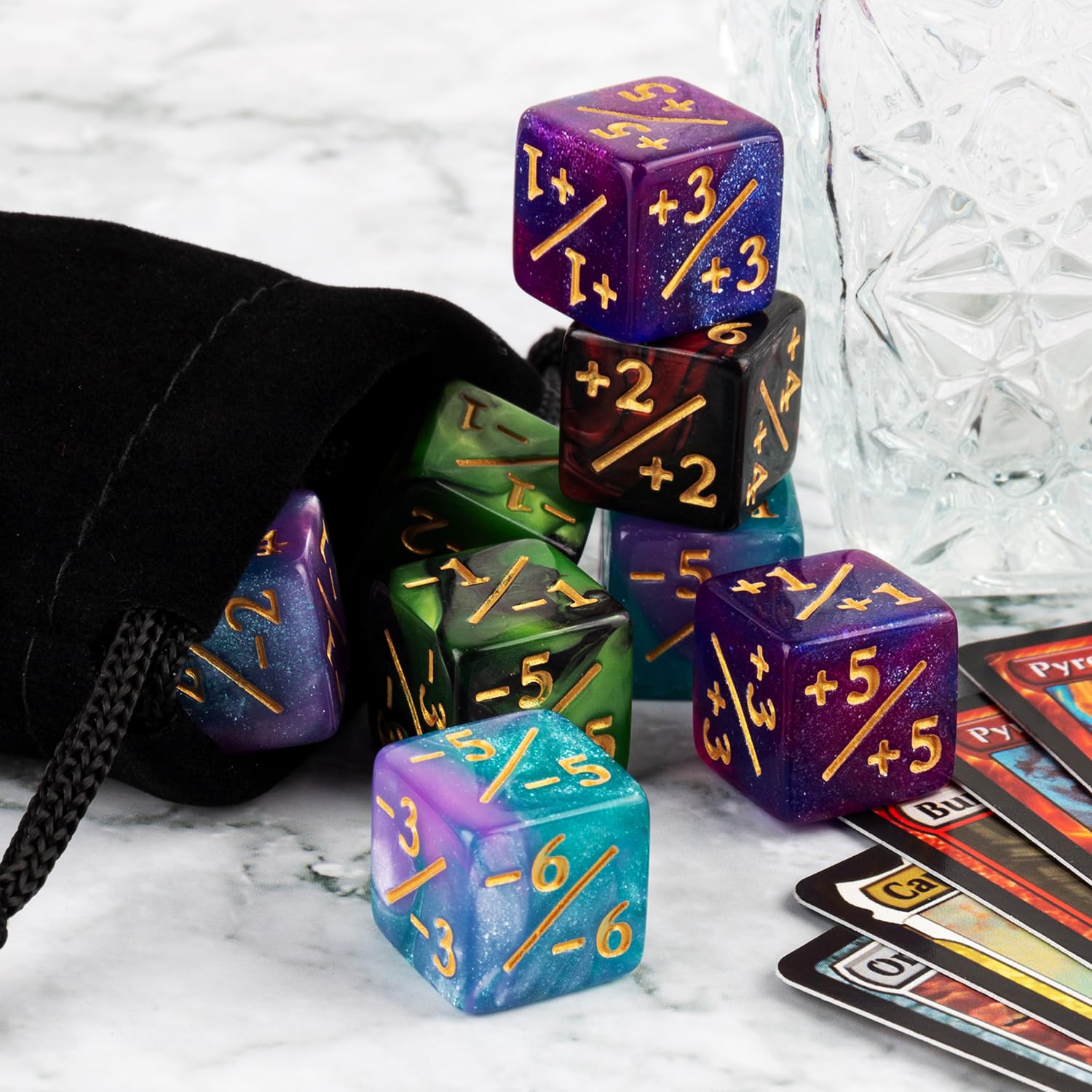 48 PCS MTG Dice Counters - Plus/Minus One Counter, +1/+1 Life Tokens, Commander Dice Set for Magic The Gathering, TCG & Card Games Accessories | Perfect for MTG Tournaments, Commander Games & Strategy Board Games
