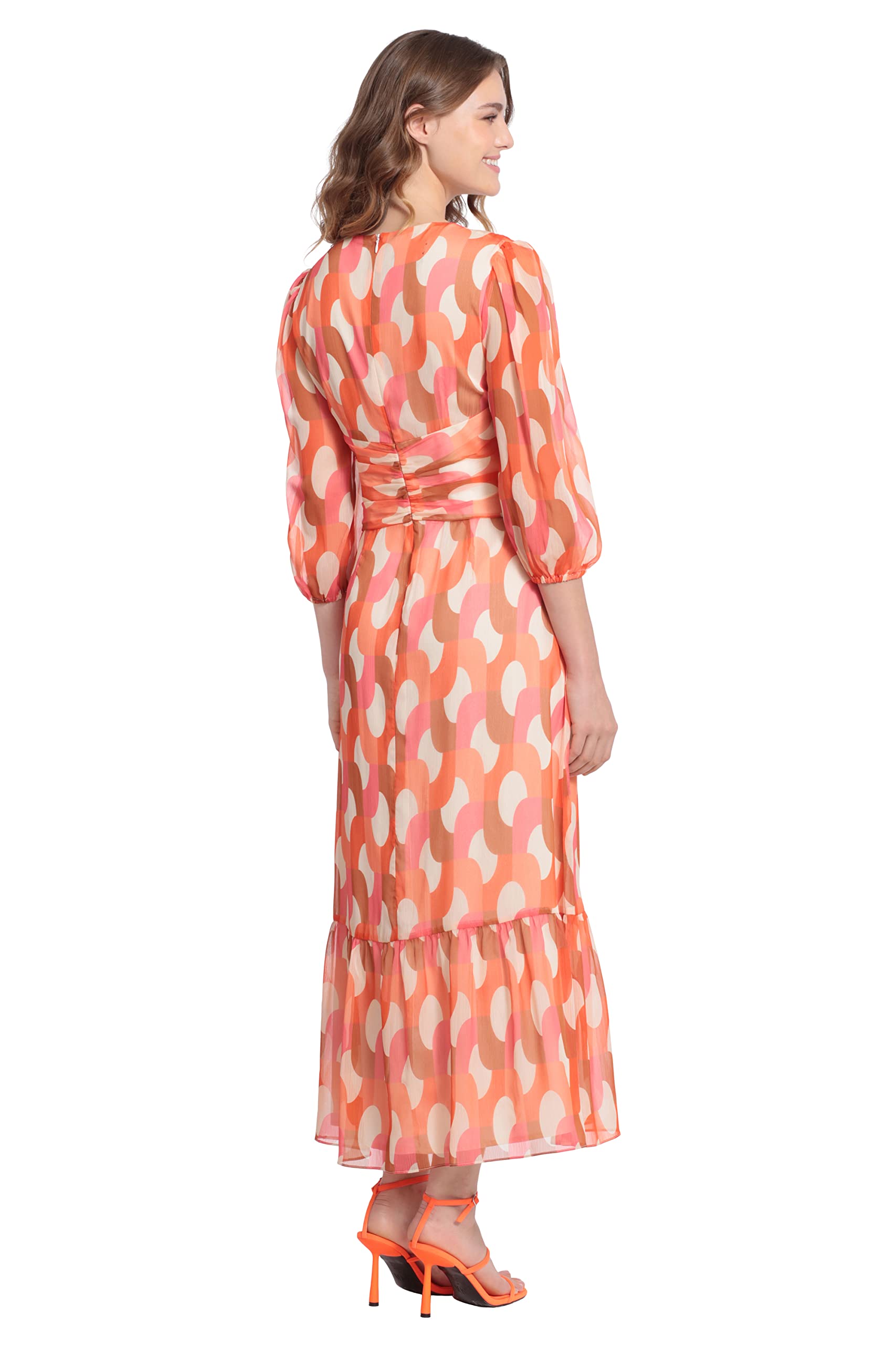 Donna Morgan Women's Flowy V-Neck Empire Waist Maxi Dress - Elegant Long Summer Dress for Beach, Wedding & Special Occasions