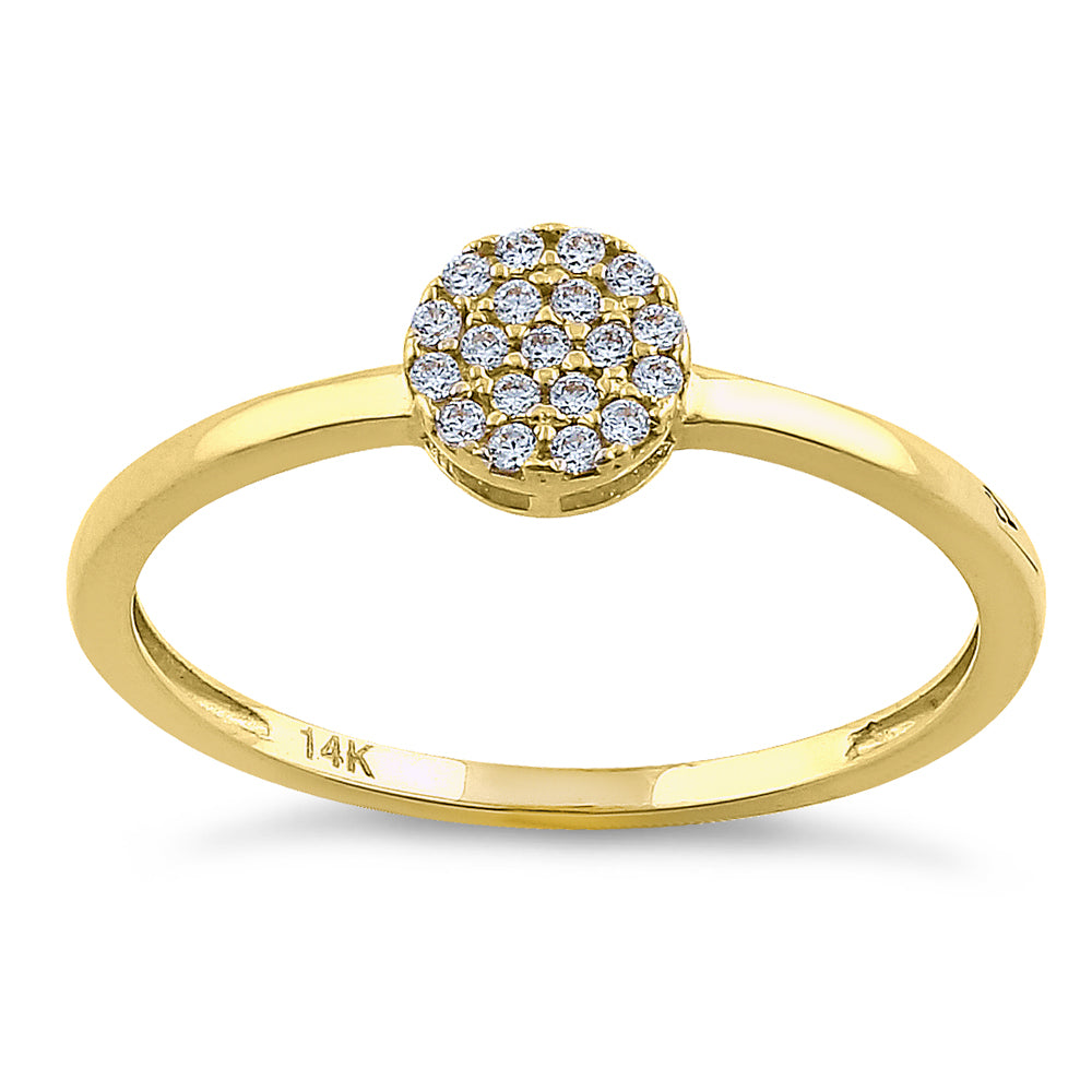 14K Solid Yellow Gold Round Cluster CZ Ring for Women - Elegant Cubic Zirconia Statement Jewelry for Parties, Weddings & Special Occasions