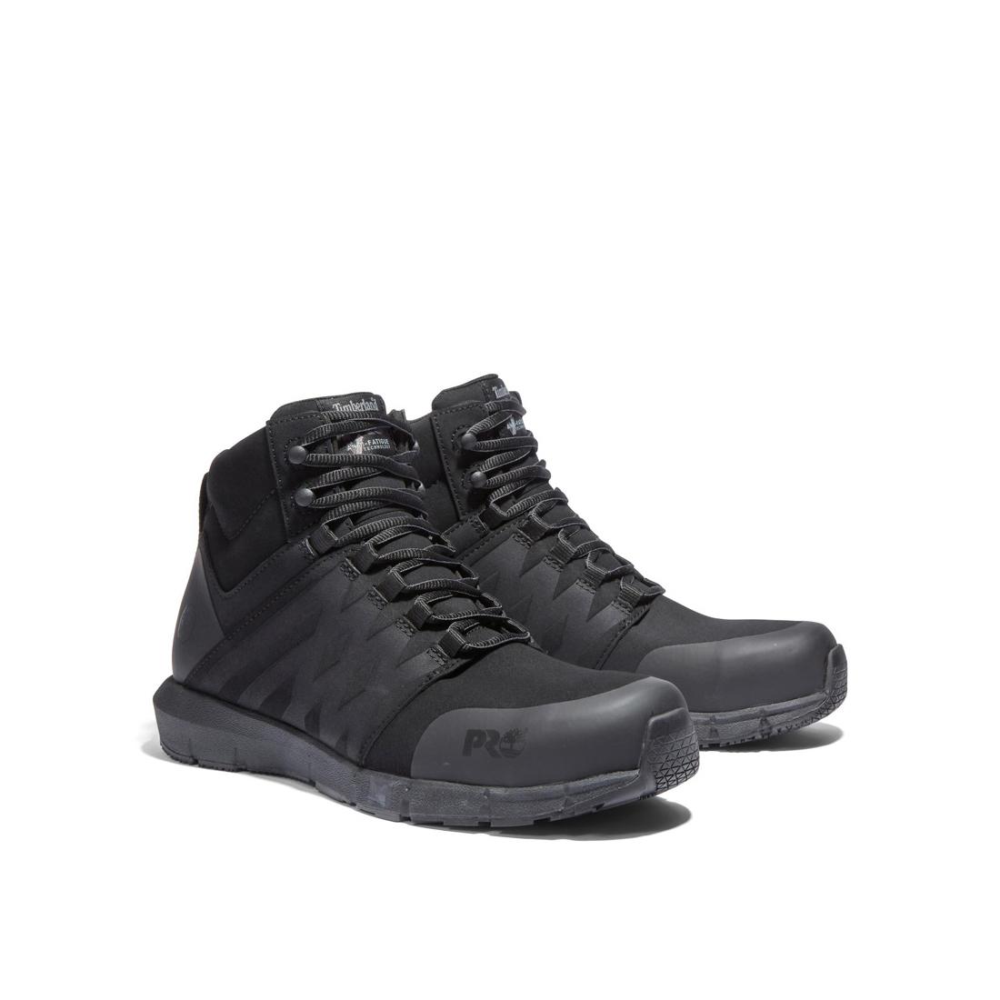 Radius Composite Toe Work Boots for Men - Black Safety Shoes with Slip & Oil Resistant Sole - Ideal for Construction, Warehouse & Industrial Work