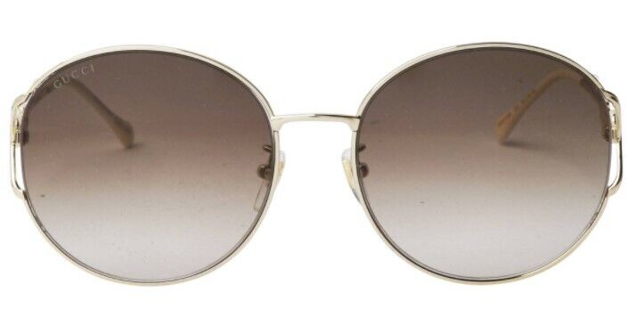 Gucci GG 1017SK 003 Gradient Gold/Brown Oversized Metal Round Women's Sunglasses - UV Protection Fashion Shades for Women, Perfect for Beach, Driving & Outdoor Activities
