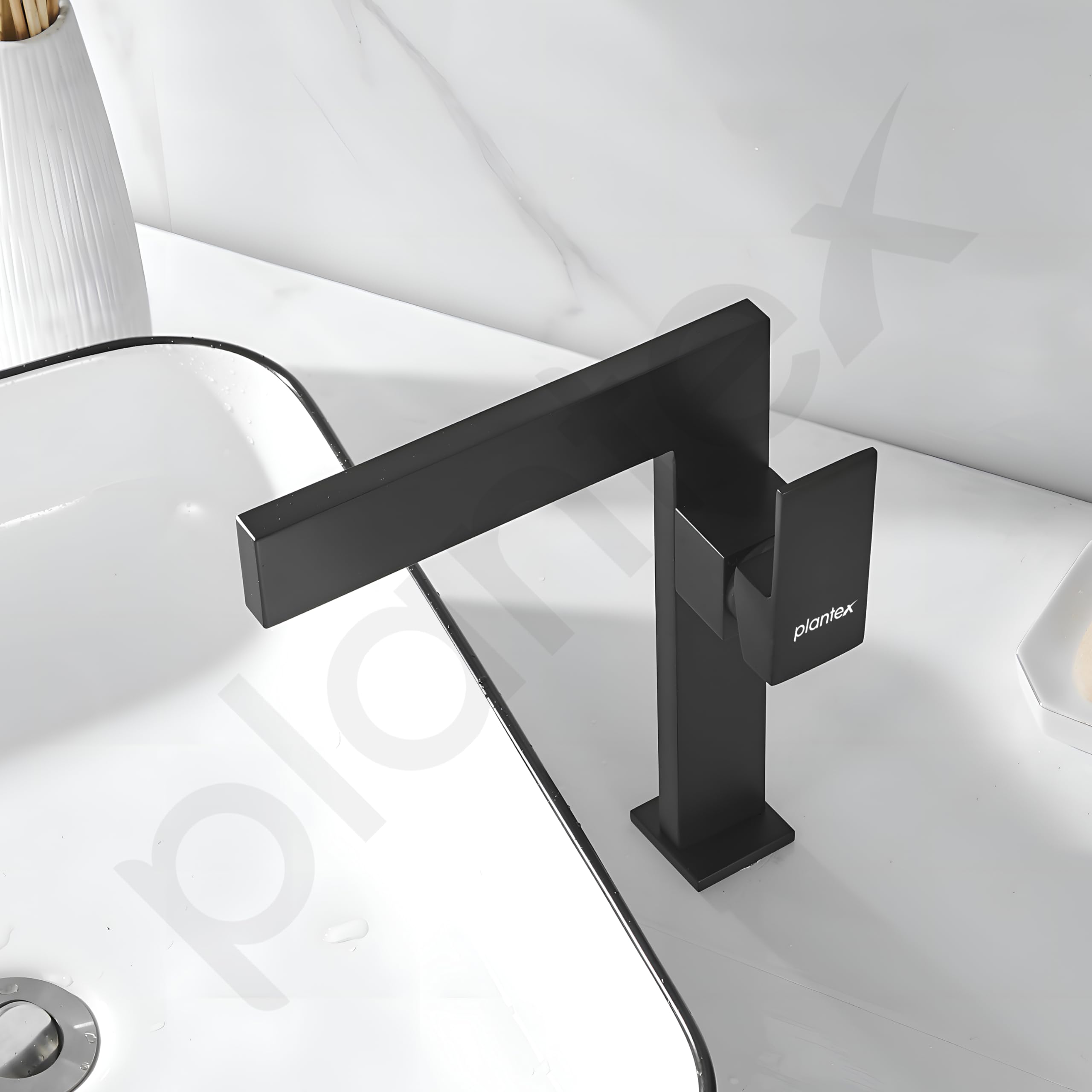 Plantex Pure Brass Single Lever Basin Mixer Tap - Hot & Cold Water Pillar Tap for Wash Basin - Matte Black Finish (7877-Black) - Perfect for Bathroom Sink & Vanity Installation