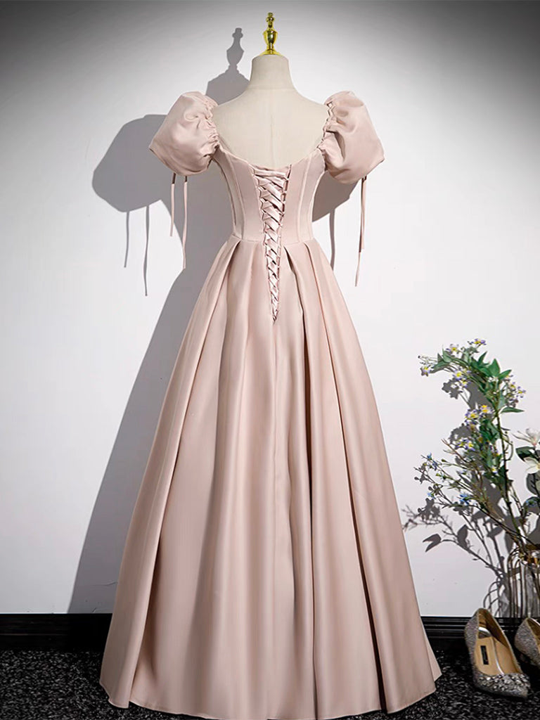 Elegant Pink Satin A-Line Long Prom Dress for Women - Formal Evening Gown for Homecoming, Wedding Guest & Special Occasions