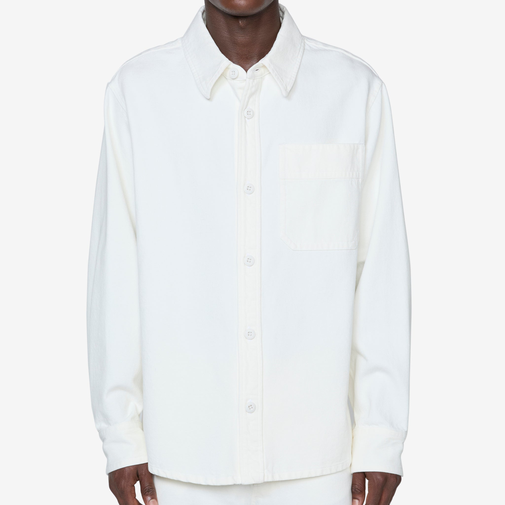 Embroidered Basile Overshirt in Eggshell White - Stylish Layering Piece for Men's Casual Outfits & Streetwear Fashion