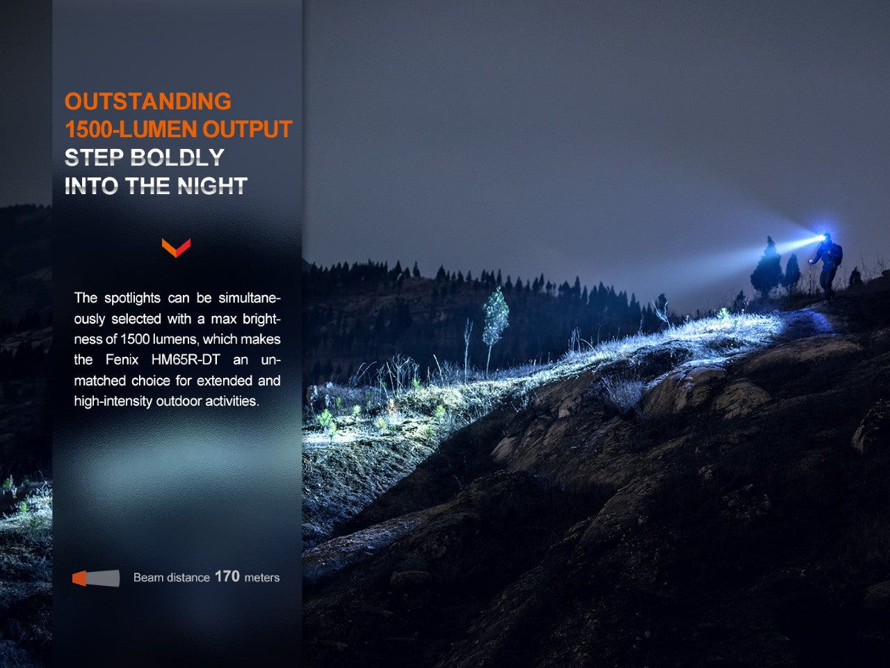 Fenix HM65R DT Rechargeable LED Headlamp - 1400 Lumens, Waterproof Headlight for Trail Running, Hiking, Camping & Outdoor Adventures