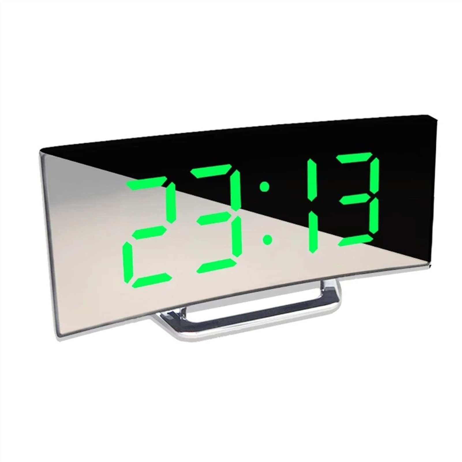 YYOUHE Digital Alarm Clock with Large 17.7x23.1cm Curved LED Mirror Screen - ABS Silent Bedside Clock for Home & Office Decor | Green Energy-Saving Clock with Memory Function | Perfect for Bedrooms, Nightstands and Desk Decor