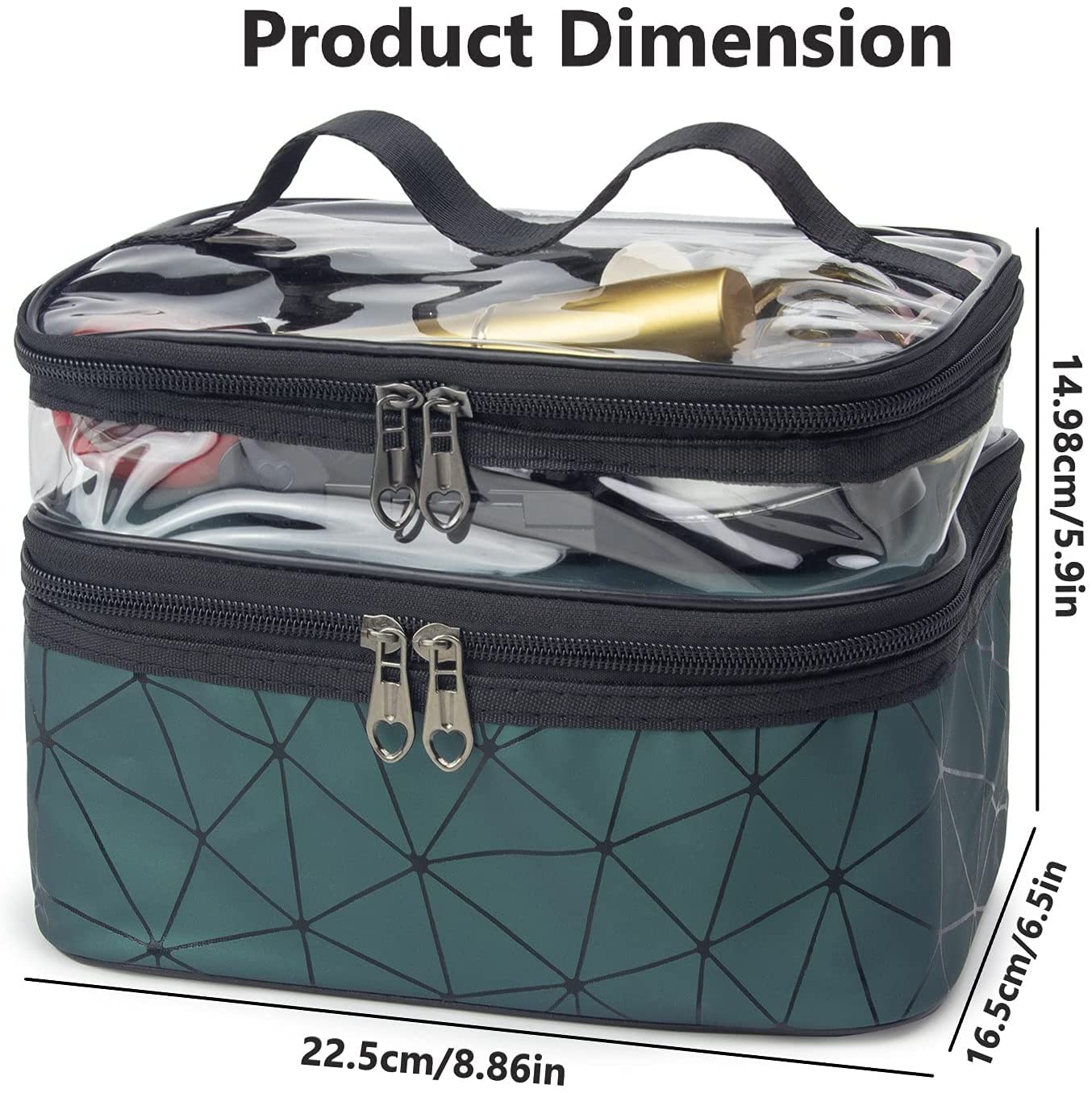 Koyet Double Layer Travel Makeup Bag - Waterproof Cosmetic Organizer & Toiletry Case for Women (Multi Color) | Perfect for Air Travel, Gym, Beach & Daily Essentials Storage