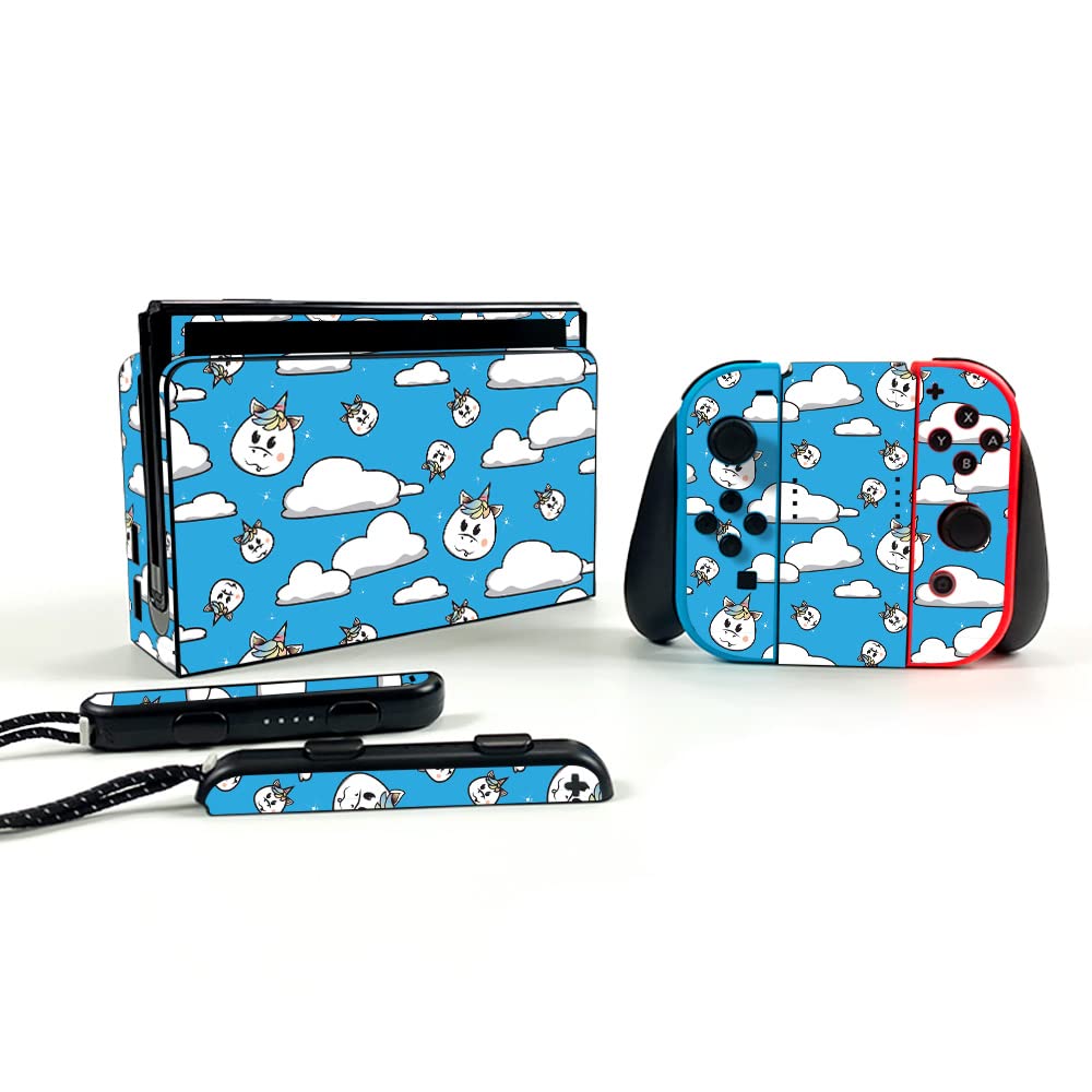 MightySkins Protective Vinyl Decal Wrap Cover for Nintendo Switch OLED - Unicorn Clouds Design | Durable, Customizable Skin | Easy to Apply & Remove | Made in USA | Perfect for Gaming Enthusiasts & Style Customization