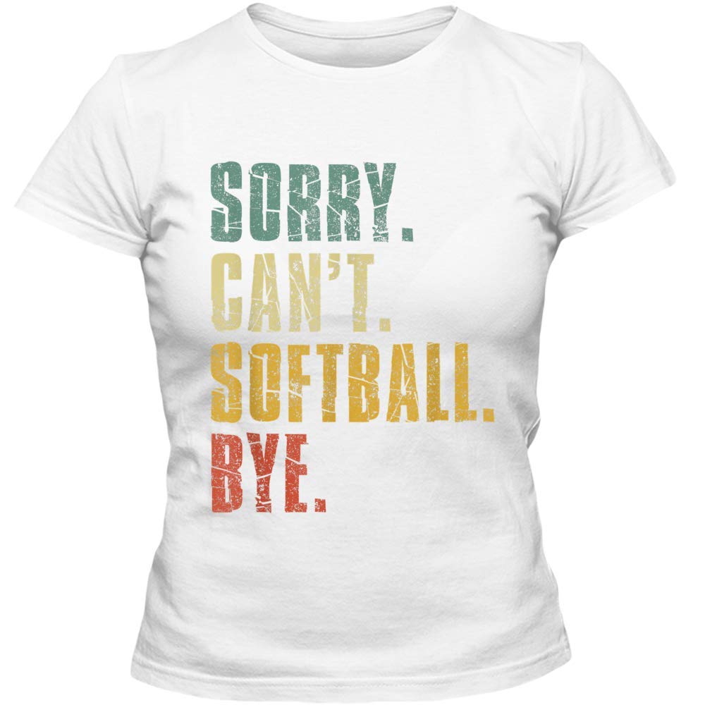 Sorry Can't Softball Funny Women's T-Shirt - Classic Cotton Tee for Adult Ladies - Perfect for Sports Fans, Casual Wear & Gifts