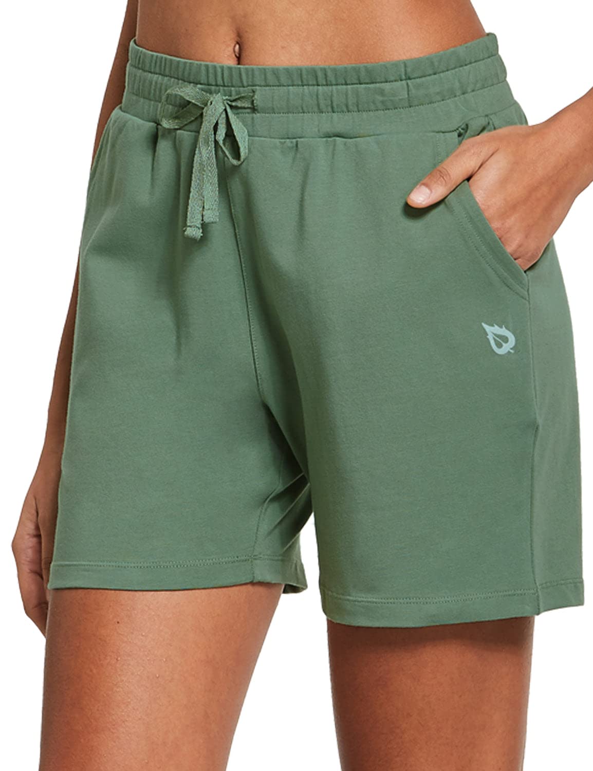 BALEAF Women's Athletic Shorts - Cotton Workout Yoga Lounge Shorts with Pockets - Comfortable Pull-On Design for Walking, Running & Casual Wear