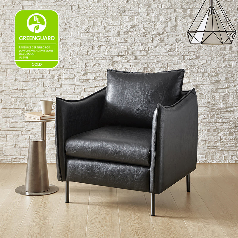 Felix Faux Leather Armchair - Modern PU Leather Accent Chair for Living Room, Office & Lounge - Comfortable Mid-Century Style Seating for Home Decor