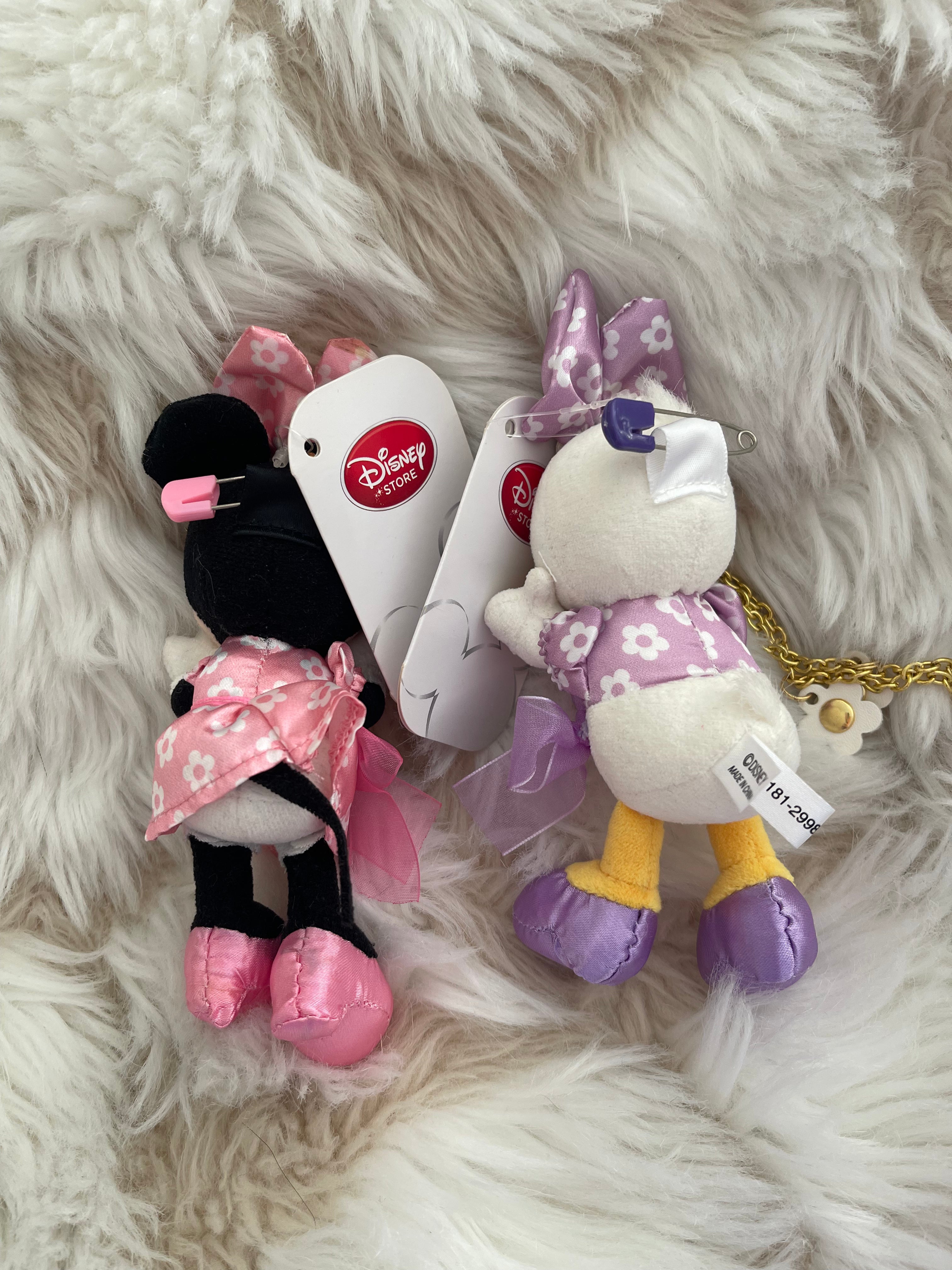 Disney Store Japan Minnie Mouse & Daisy Duck Plush Keychain - Cute Character Keyring for Bags, Backpacks, and Gifts | Perfect for Disney Fans and Collectors