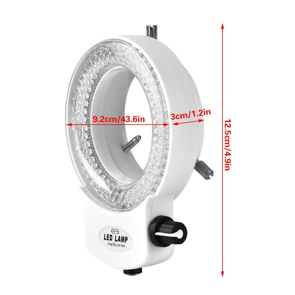 Fydun Microscope LED Ring Light - 144 Adjustable LED Beads, Dimmable Illumination for Stereo Microscopes & Camera Photography (White/Black) - Perfect for Lab Research, Jewelry Inspection & PCB Repair
