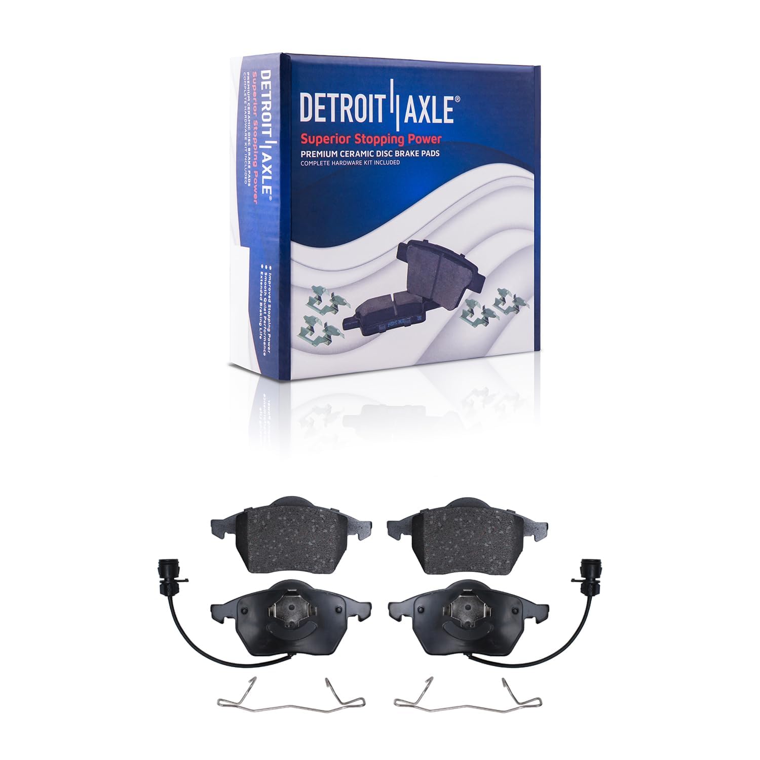 Detroit Axle - Drilled & Slotted Brake Rotors & Ceramic Pads Kit for 1996-1999 Audi A4 Quattro (Front 11.34