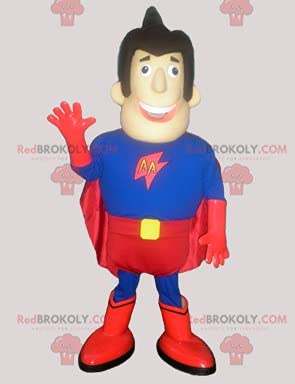 SPOTSOUND Superhero Costume - Blue & Red Mascot Outfit for Cosplay, Halloween & Comic Con | Premium Quality Superhero Suit for Men & Women