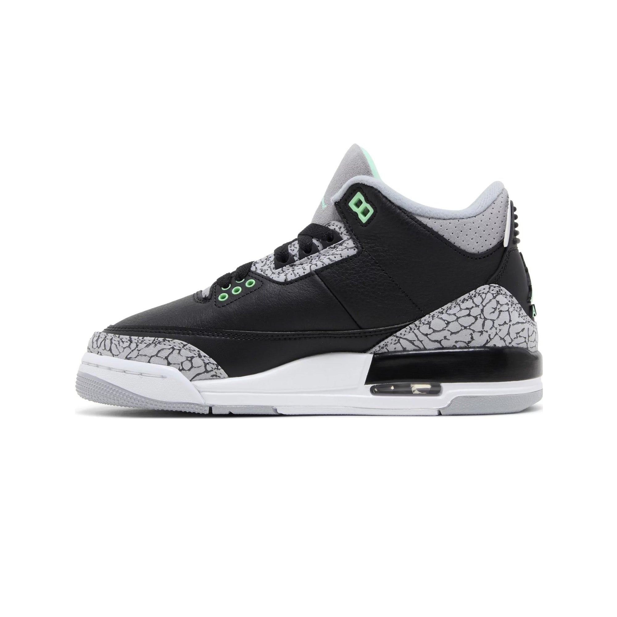 Air Jordan 3 Retro 'Green Glow' GS Sneakers for Women & Girls (2024) - Comfortable Basketball Shoes for Casual Wear & Street Style Fashion