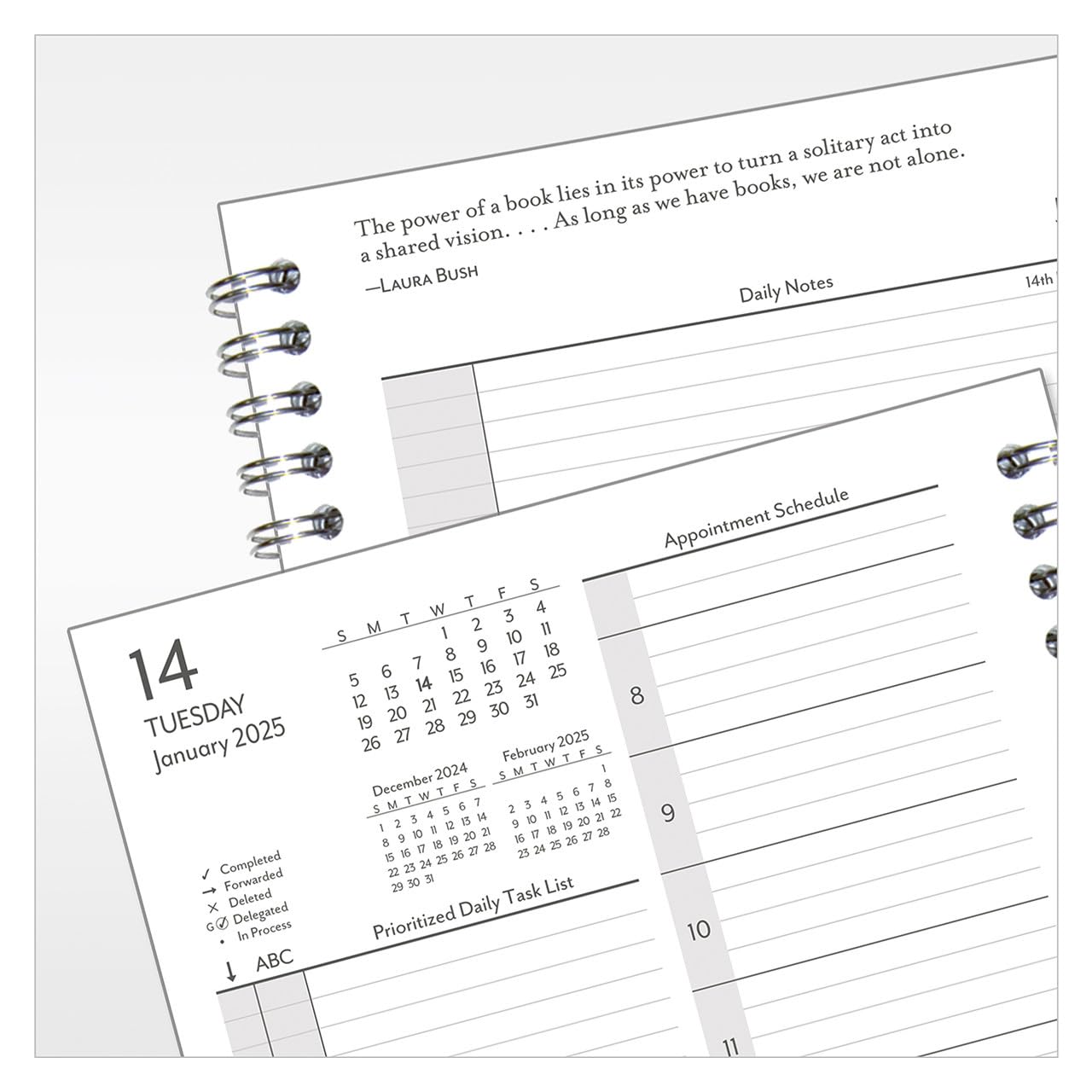 FranklinCovey 2025 Daily Planner - Two Page Per Day Wire-Bound Organizer (Classic, January to December) | Perfect for Goal Setting, Time Management & Productivity | Office, School & Home Use