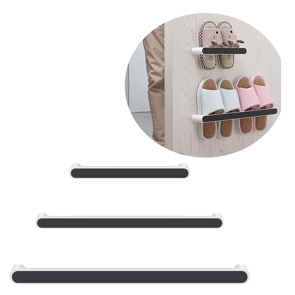 LRXG Wall Mounted Shoe Rack & Towel Holder - No Drill Installation Over Door Shoe Organizer for Hallway, Bathroom Storage - Space Saving Floating Shelf (Black) - Perfect for Small Apartments & Entryway Organization