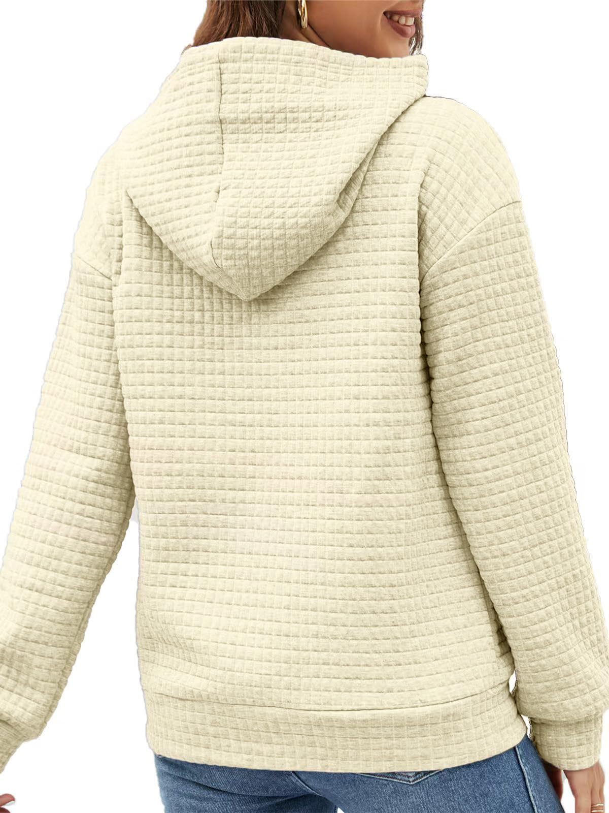 Women's Lightweight Waffle Hoodie Sweatshirt - Cozy Fall & Winter Pullover for Casual Wear, Lounge, and Outdoor Activities