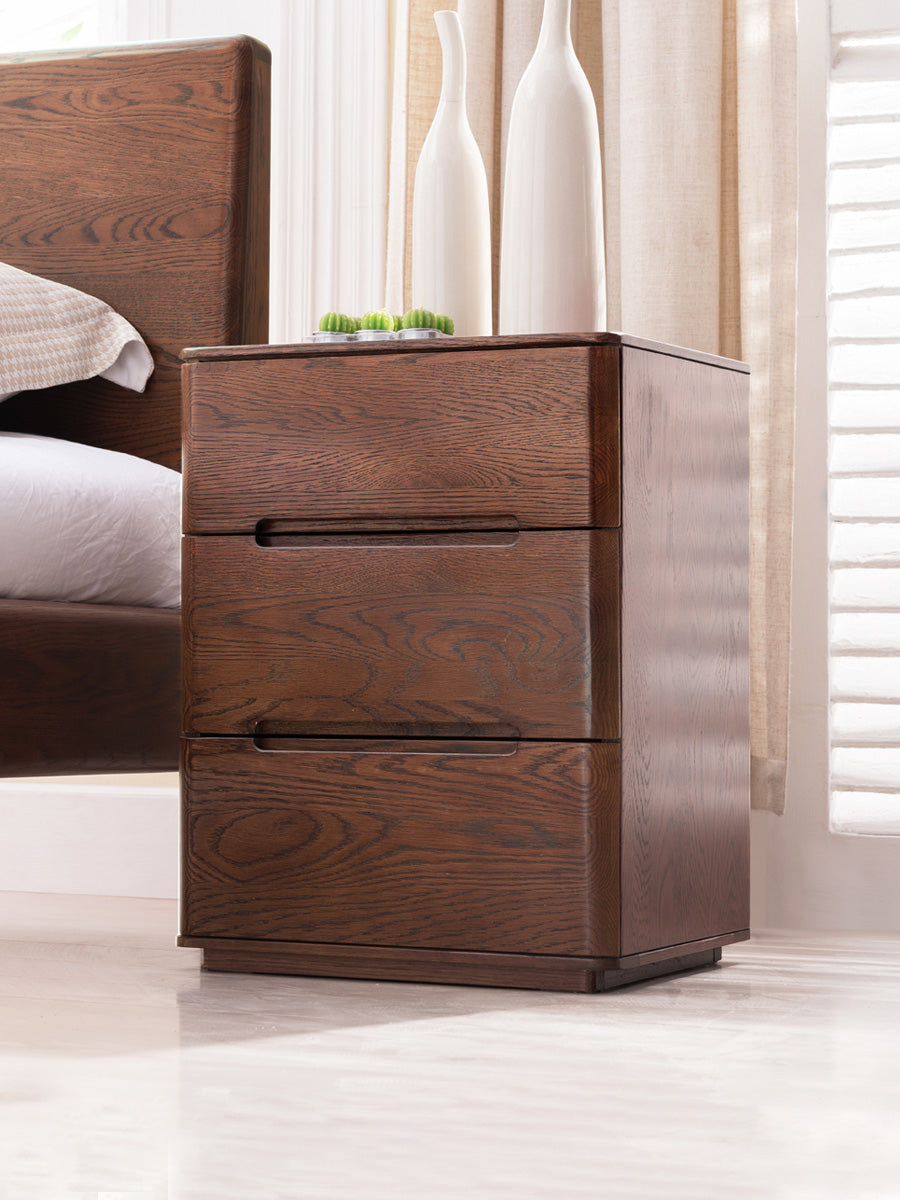 Solid Oak Wood Nightstand with Lock - Stylish and Secure Bedside Table for Bedroom Decor