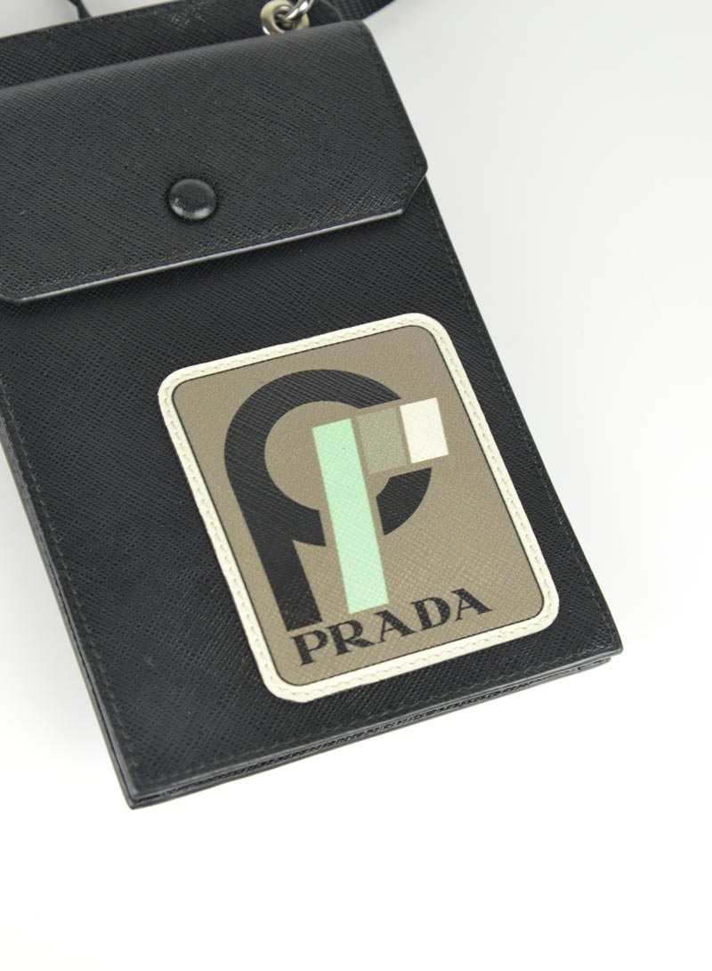 Prada Saffiano Leather Tracollina Cell Phone Case - Luxury Designer Phone Holder for iPhone & Android - Perfect for Work, Travel & Everyday Use