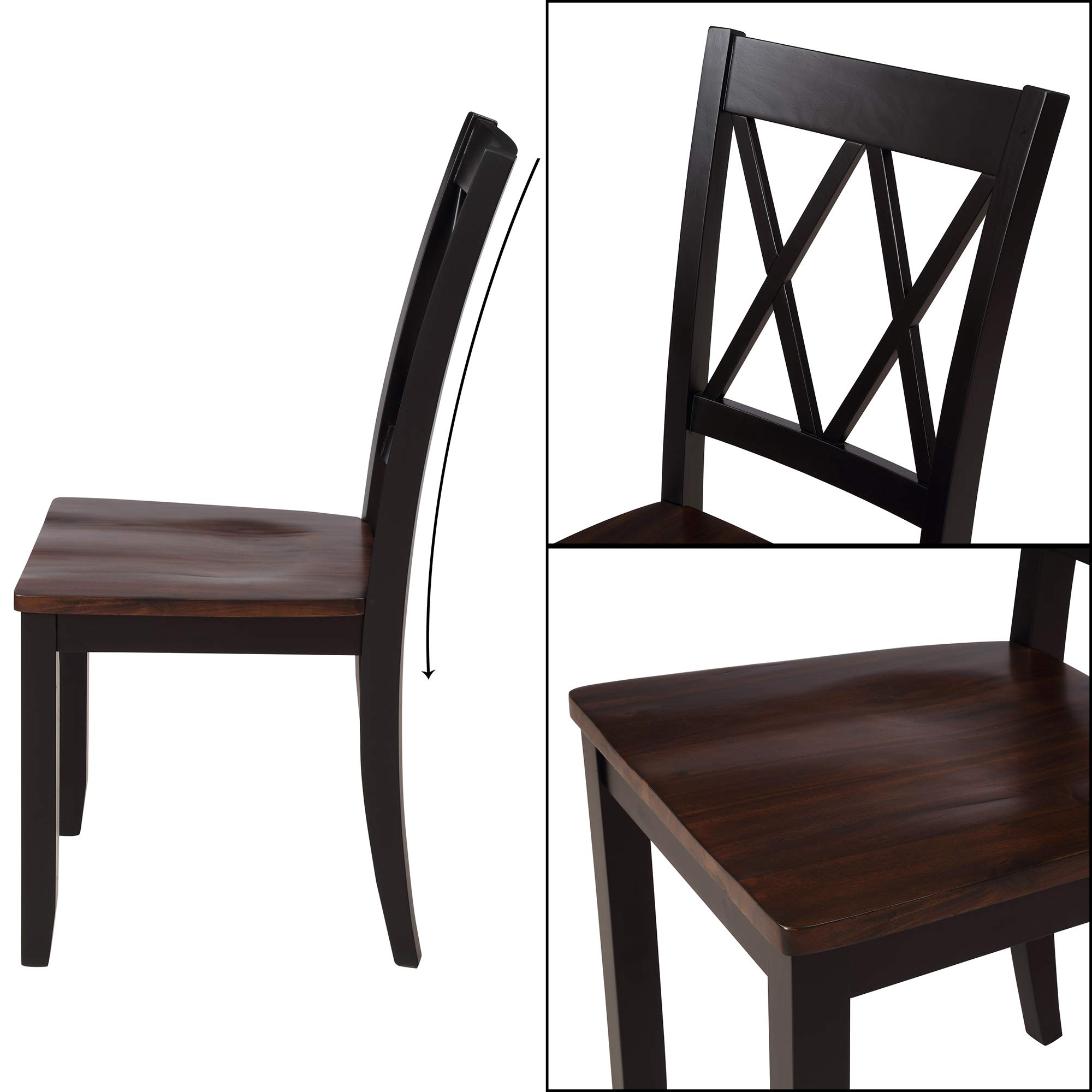 5-Piece Wooden Dining Table Set with 4 Chairs - Rectangular Kitchen & Dining Room Furniture in Black & Cherry Finish | Perfect for Family Meals, Dinner Parties & Small Space Dining Areas