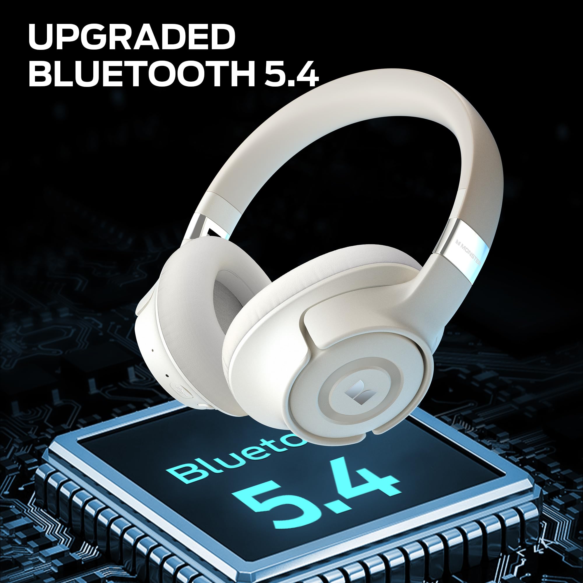 Monster Persona SE ANC Active Noise Cancelling Bluetooth Over-Ear Headphones with Built-in Mic, 60H Playtime, HiFi Stereo & Deep Bass - Wireless Headphones for Home Office, Travel, Gaming & Music Listening